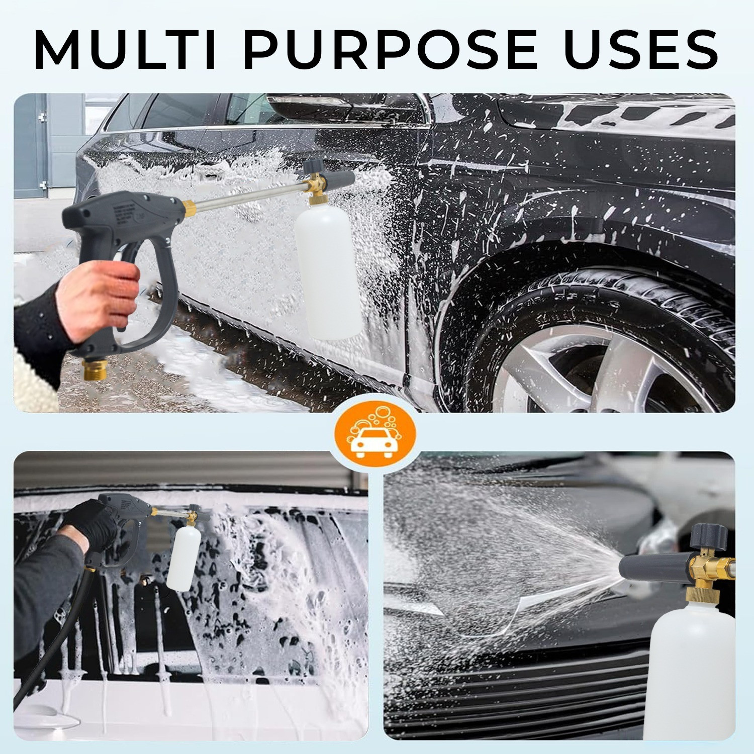 Image of HPD Adjustable High-Pressure Foam Cannon Bottle for Car Wash, Bike, Outdoor Use Pressure Washer