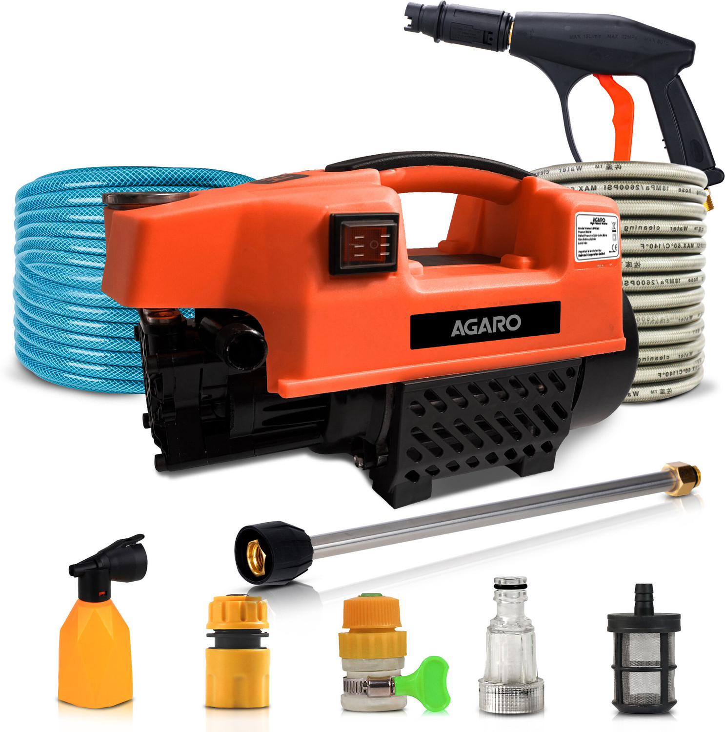 AGARO Supreme 1800 Watt, 120 Bar, 6.5L/Min Flow Rate, 8 Mtr Hose,... more