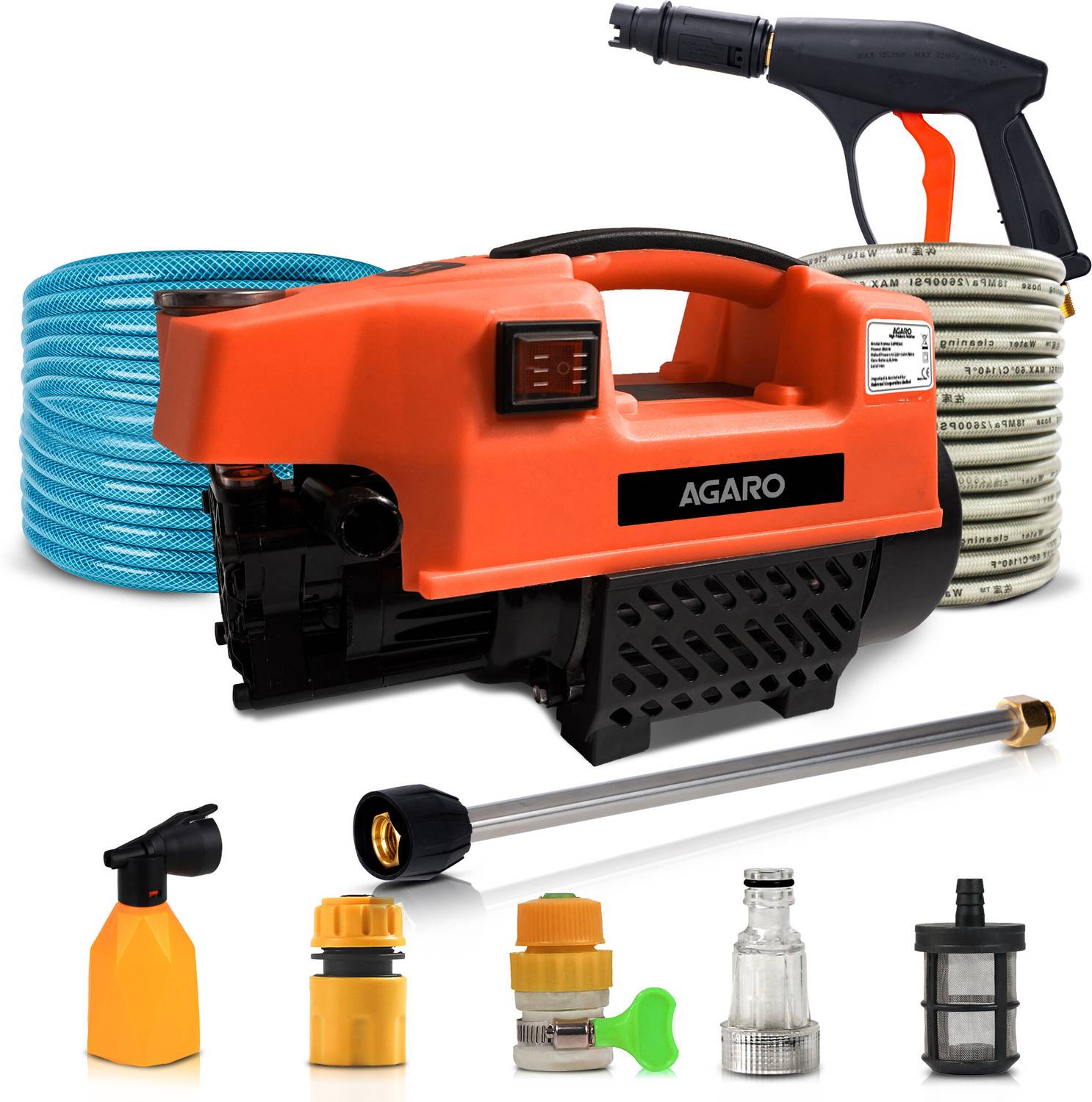 AGARO Supreme 1800 Watt, 120 Bar, 6.5L/Min Flow Rate, 8 Mtr Hose, Car & Bike, High Pressure Washer Rs. 5769 - Flipkart