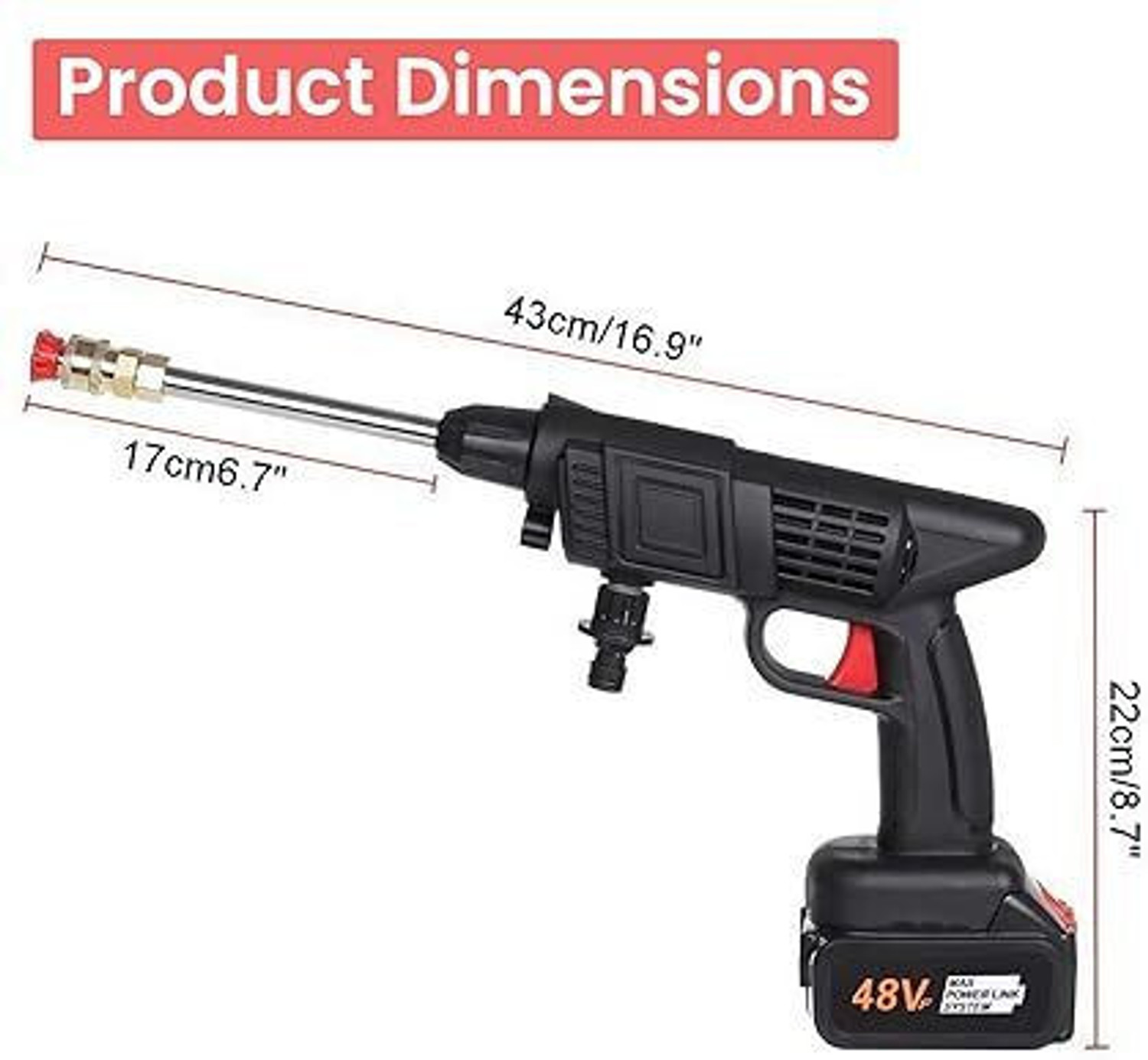Image of BHAVSHATRI Cordless Portable Wireless Pressure Washer Gun 48V( Double Battery)-A Spray Gun