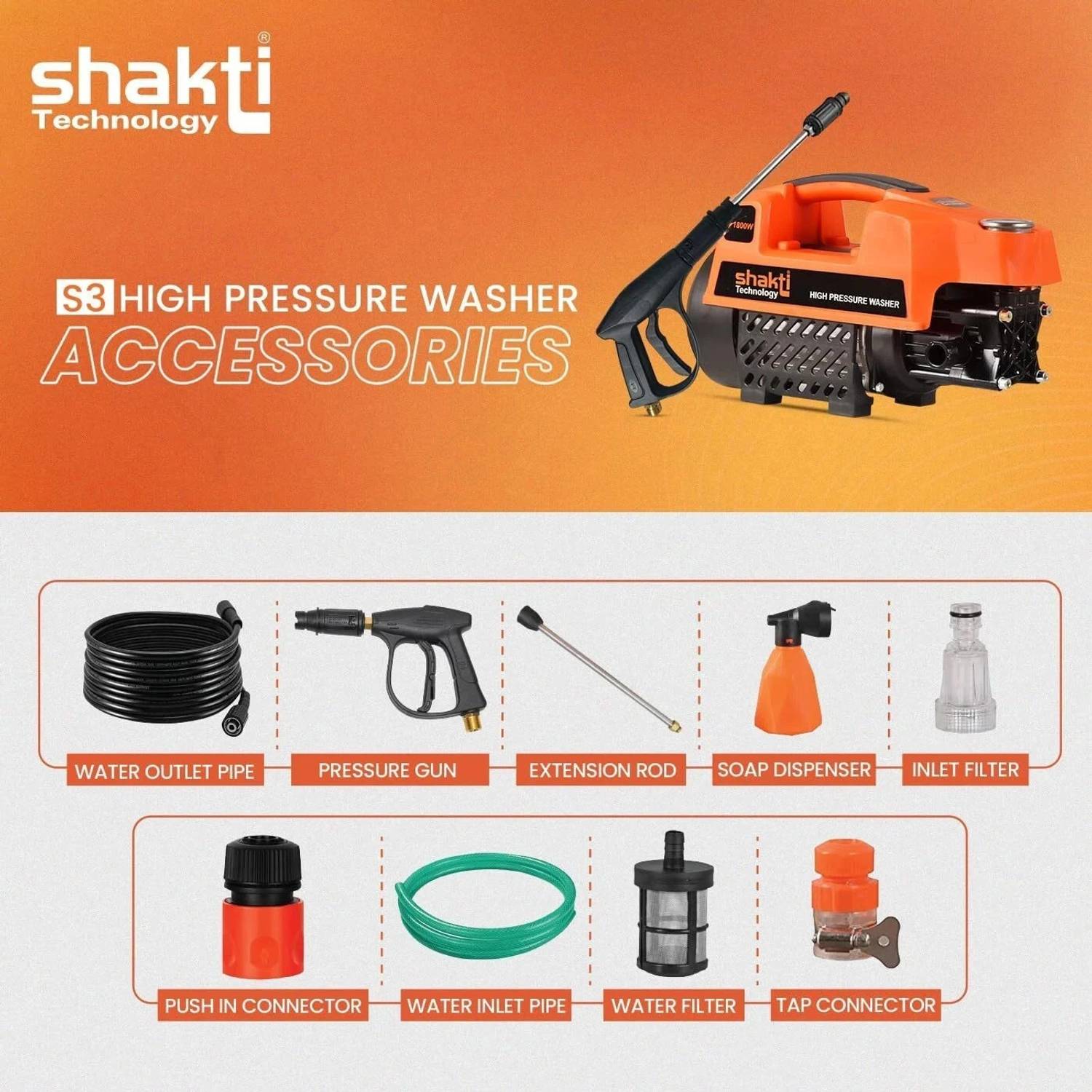 Shakti S3 1800W 120 Bar Pressure Washer - Image 3
