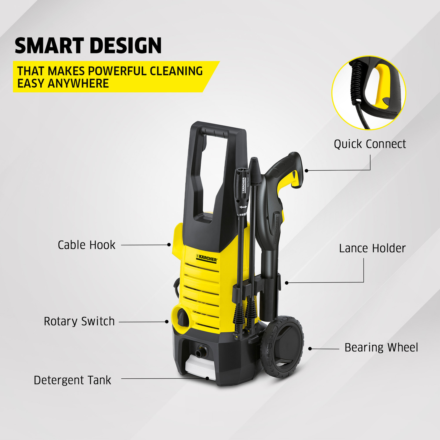 Image of Karcher K 2.360 High Pressure Washer 120 Bar, 1400W, 360L /Hr Flow Rate & 6m Hose Pipe Pressure Washer