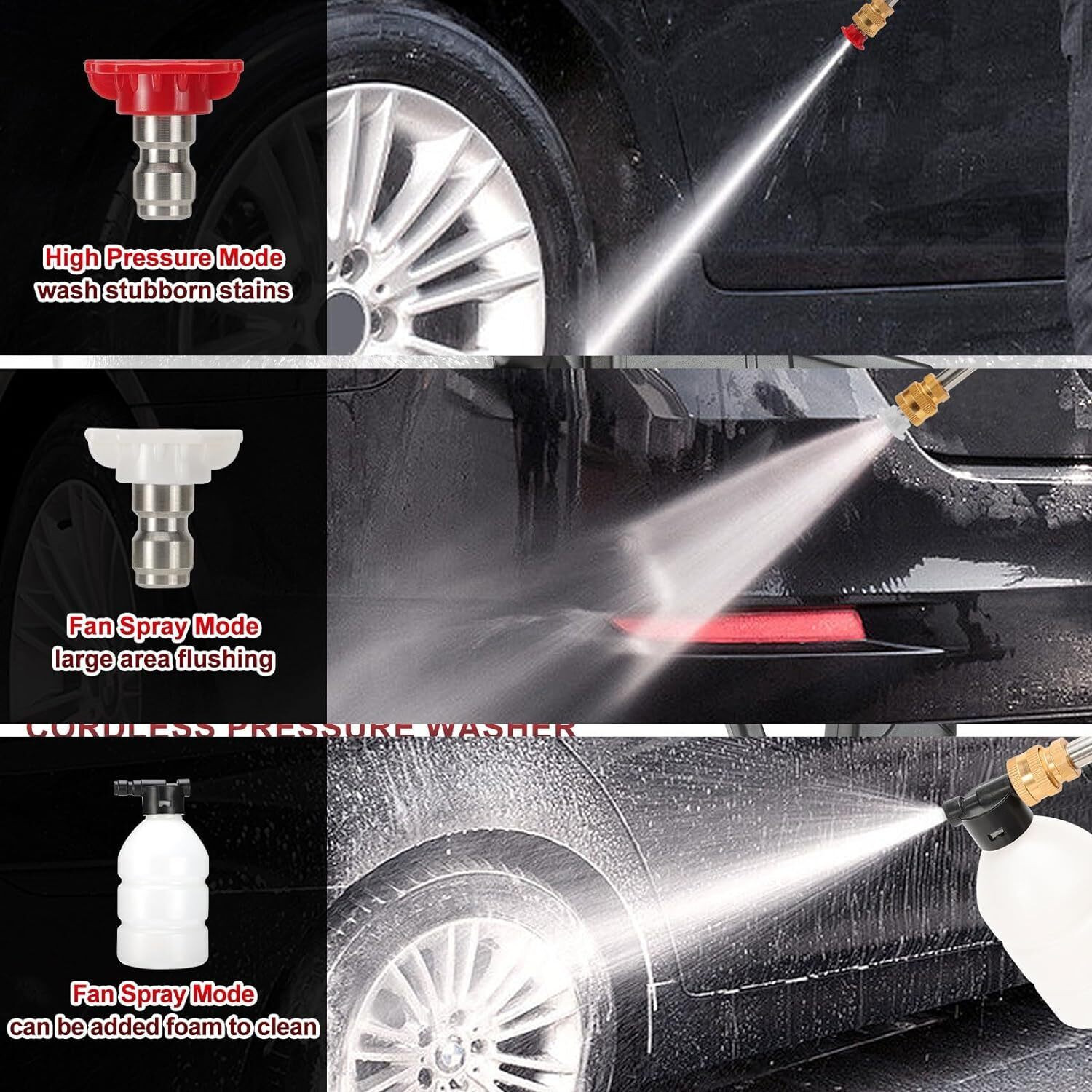 Image of Omphalos 48V Portable Pressure Washer with Fast Charger and High Pressure Nozzle Pressure Washer