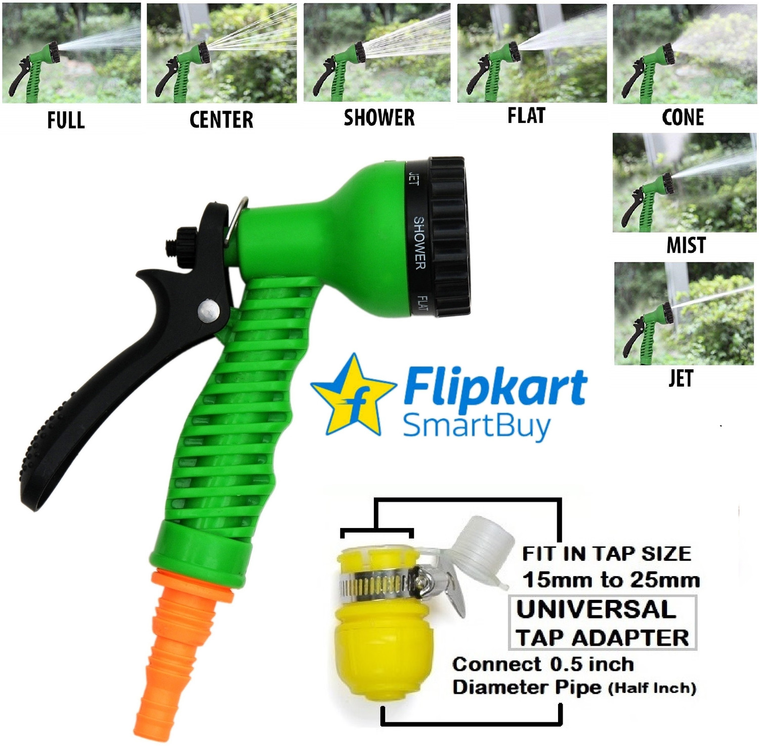 Image of Flipkart SmartBuy 10 Meter Braided Blue Pipe (Diameter: '' ,12 mm) House & Car Washing Pipe With Spray Gun