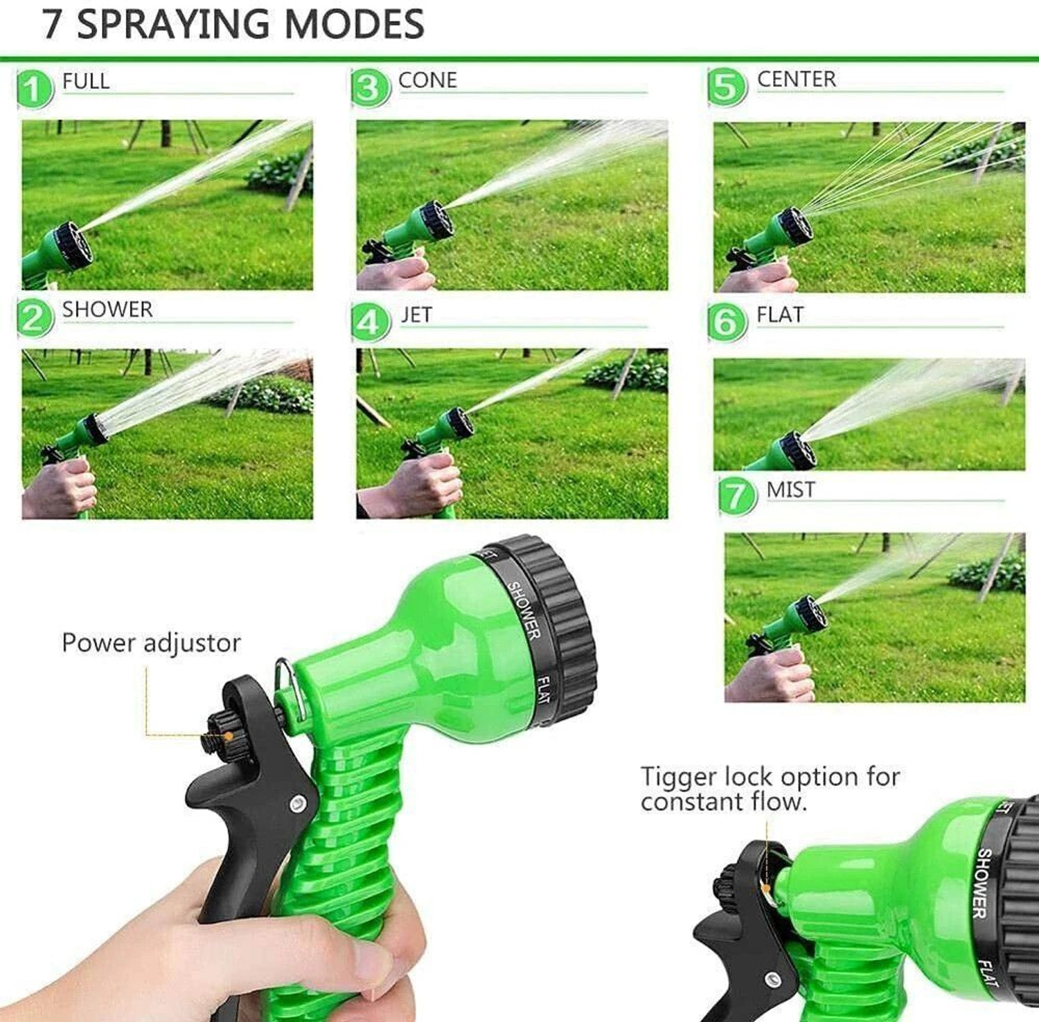Image of MASHKI 20 Meter (65 Feet) 3-Layered Braided Water Hose Pipe with Spray Gun,Accessories Spray Gun