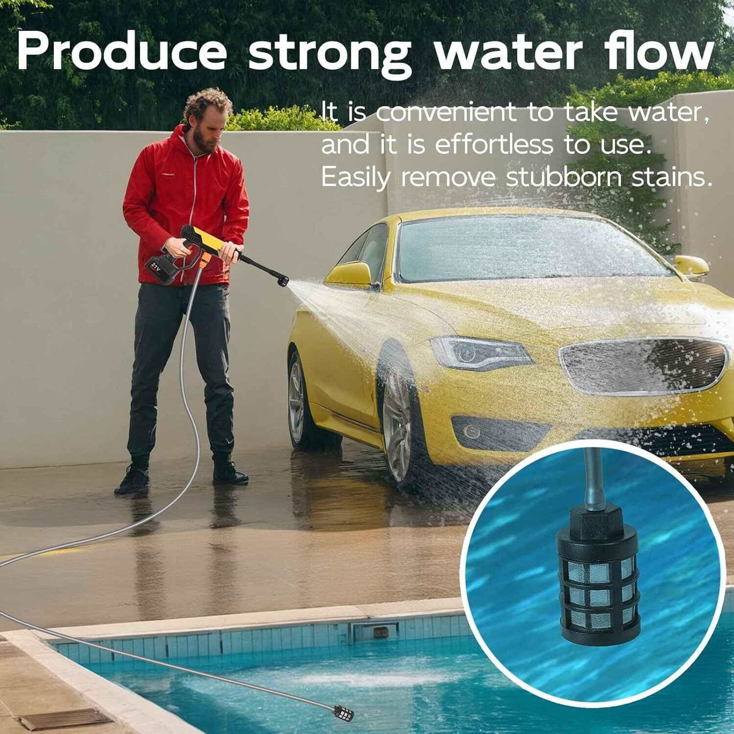 Image of Tazomi 48V Cordless Portable Water Gun for Car Wash Bike Washing Nozzle and 5M HosePipe Pressure Washer