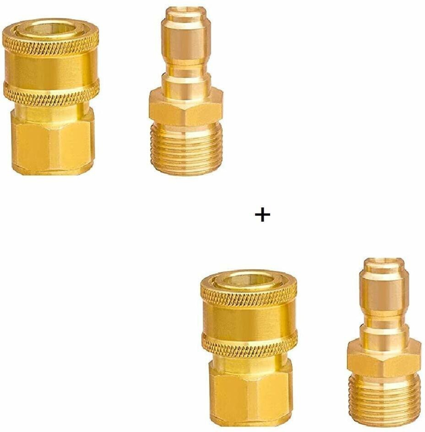 Image of PARTHVI Quick Connect Adapter Fittings for Pressure Washer Hose Pipe M22 x 15 (Set of 2) Pressure Washer