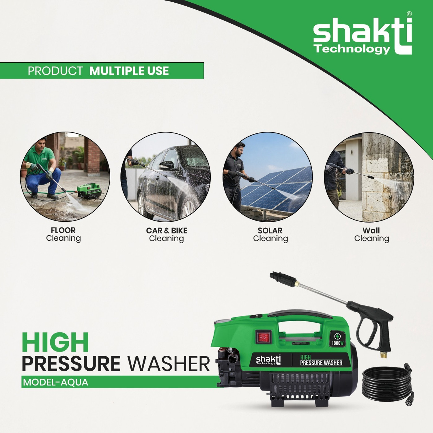 Image of Shakti Technology S3F High Machine 1800 Watts and 120 Bar Pressure Washer