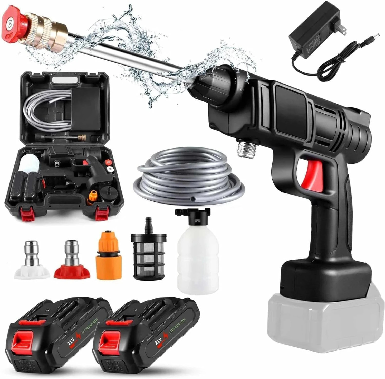 Image of UK Enterprise Car Washer High Pressure Washer Set with Accessories and 48w 2 battery Pressure Washer