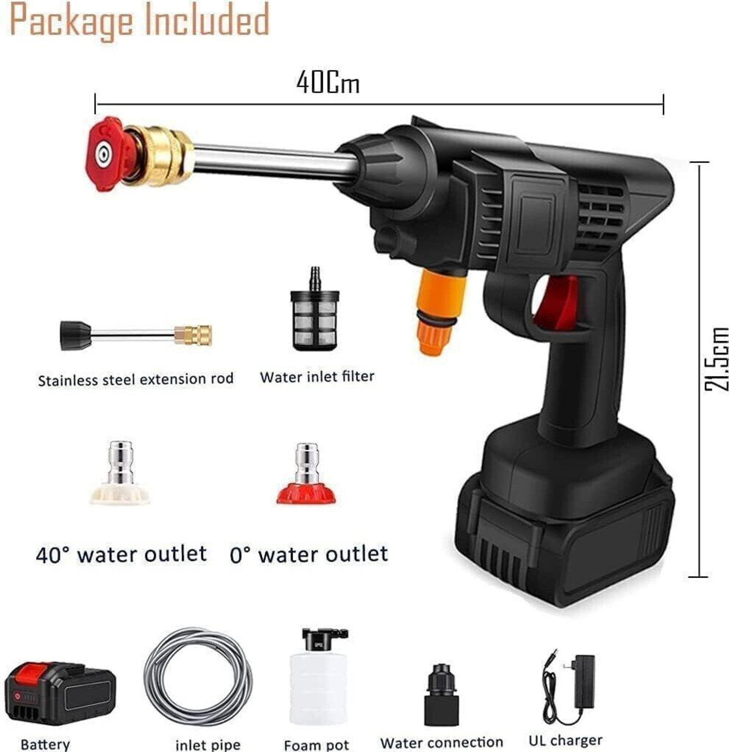 Image of Rlstore Cordless Portable Wireless Pressure Washer Gun 48V 12000mah High Pressure Water Pressure Washer