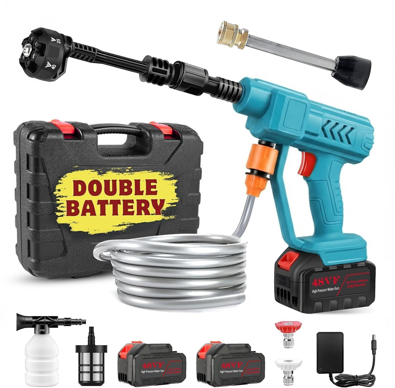 Image of TEXUM TX-BPW Cyan New Wireless 1800 Watt , 60 Bar Rechargeable Battery Pressure Washer
