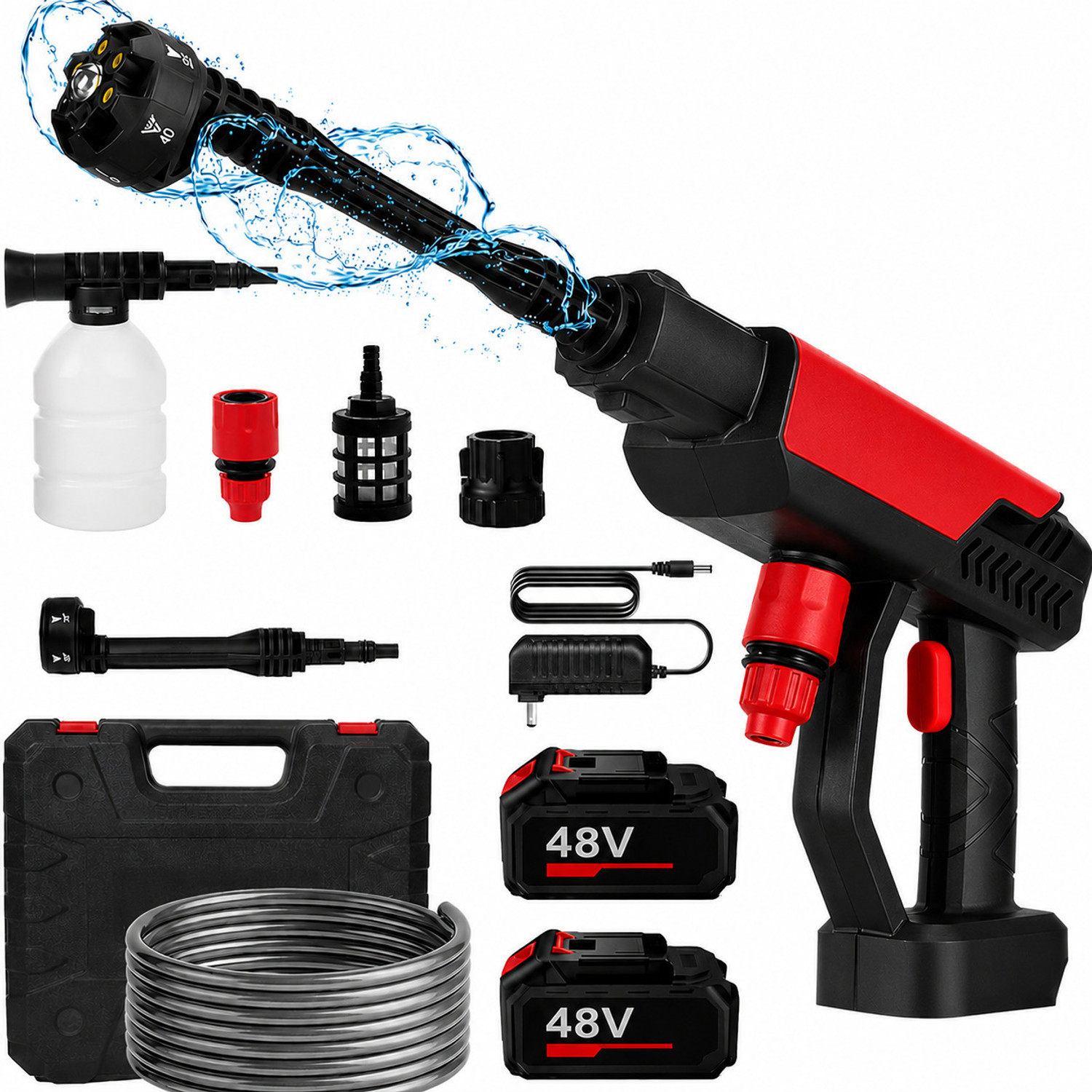 Image of Tazomi 48V Cordless Portable Water Gun for Car Wash Bike Washing Nozzle and 5M HosePipe Pressure Washer