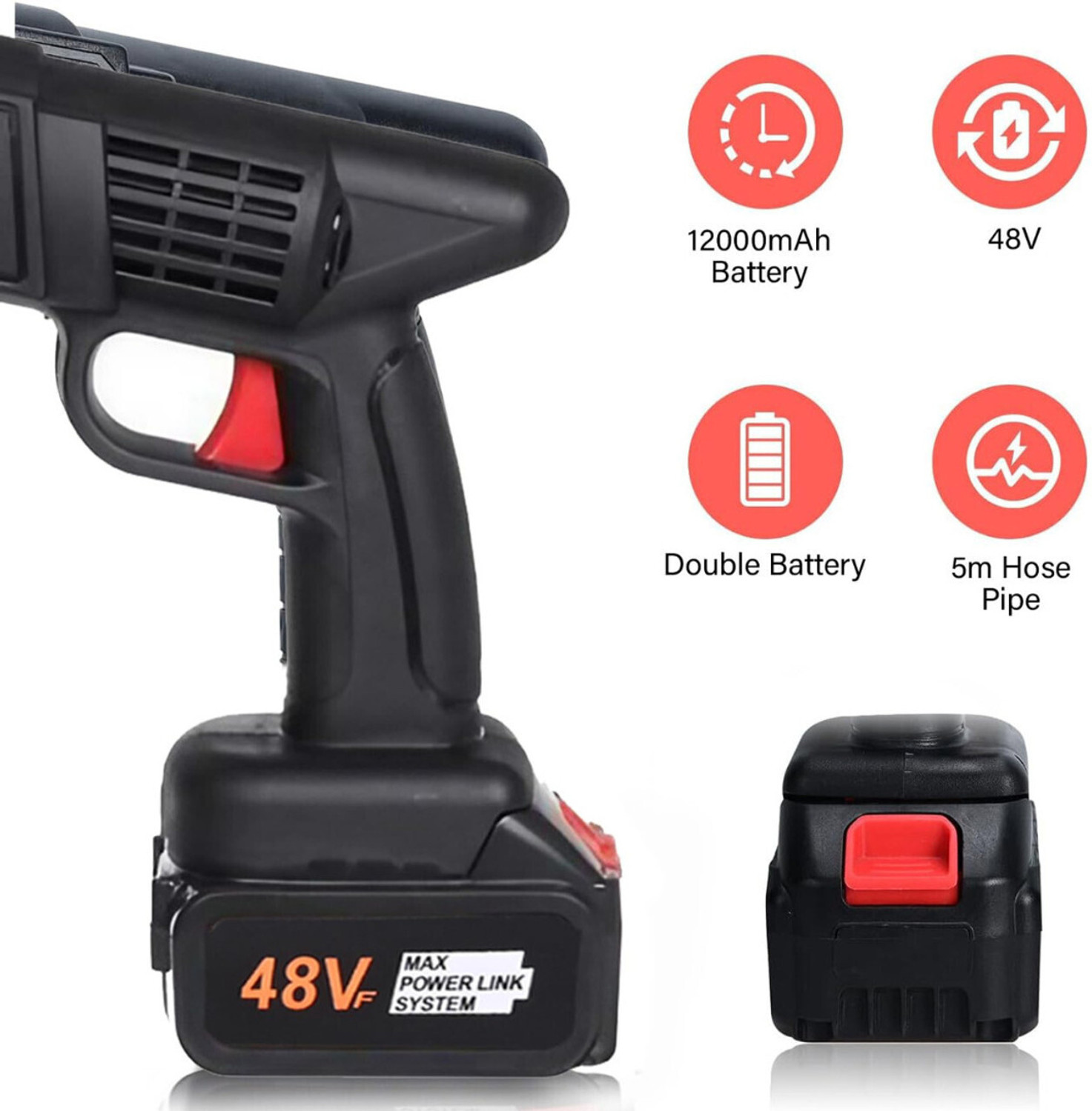 Image of LAVISHLOOK High Pressure Car Bike Washer Machine (Double Battery) Pressure Washer
