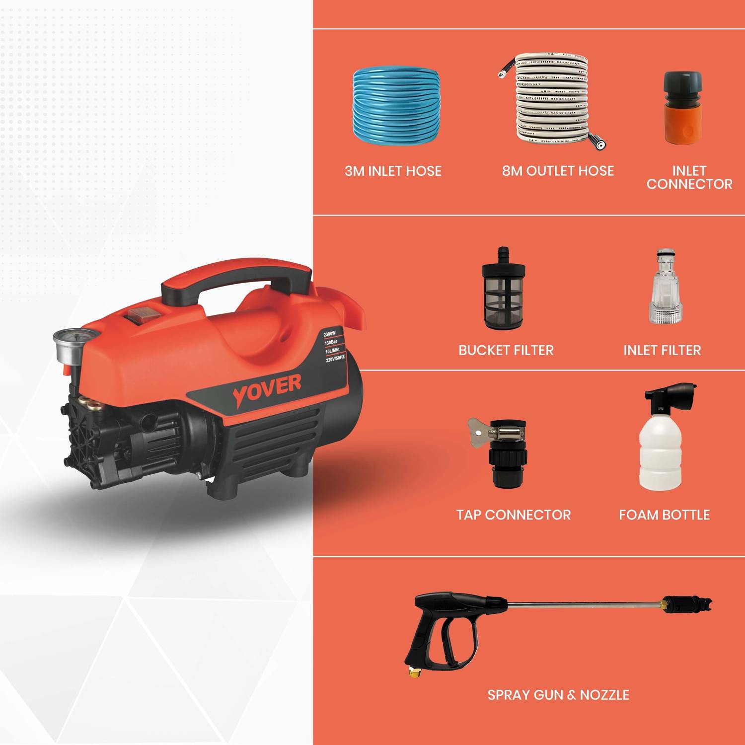 iBELL YOVER ELITE 2200W 185 Bar 10L/Min Pressure Washer - Image 3