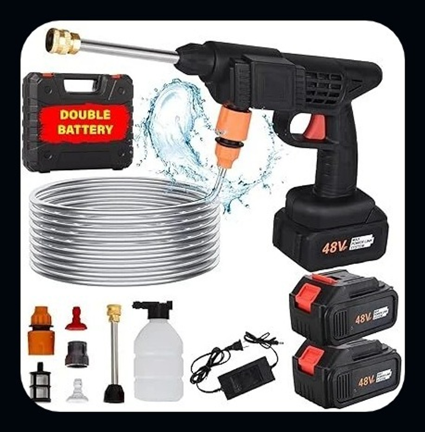 Image of BHAVSHATRI Cordless Portable Wireless Pressure Washer Gun 48V( Double Battery)-A Spray Gun