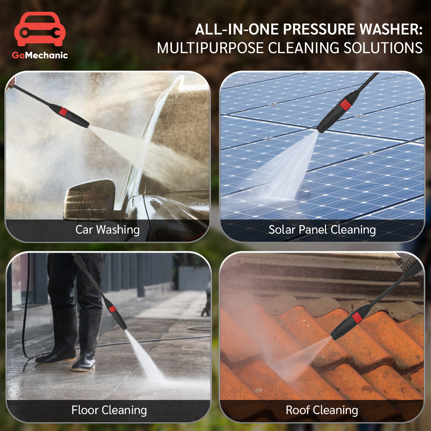 Image of GoMechanic 200 Bar, 7.5 L /h Flow Rate 2200W with rotating brush Upright Pressure Washer
