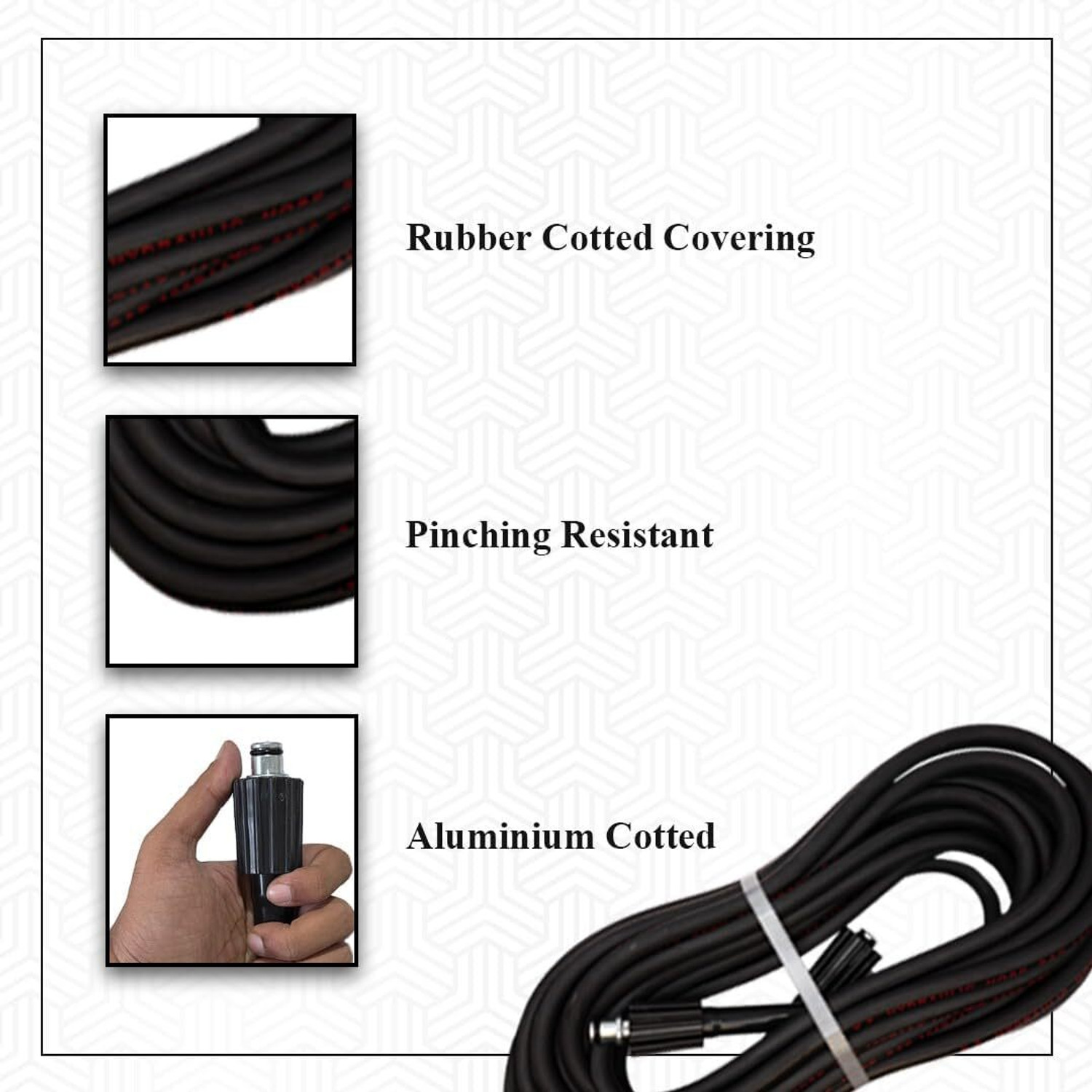 Image of RanPra 15 Meter High Pressure Washer Hose Pipe with Connector, Black Pressure Washer