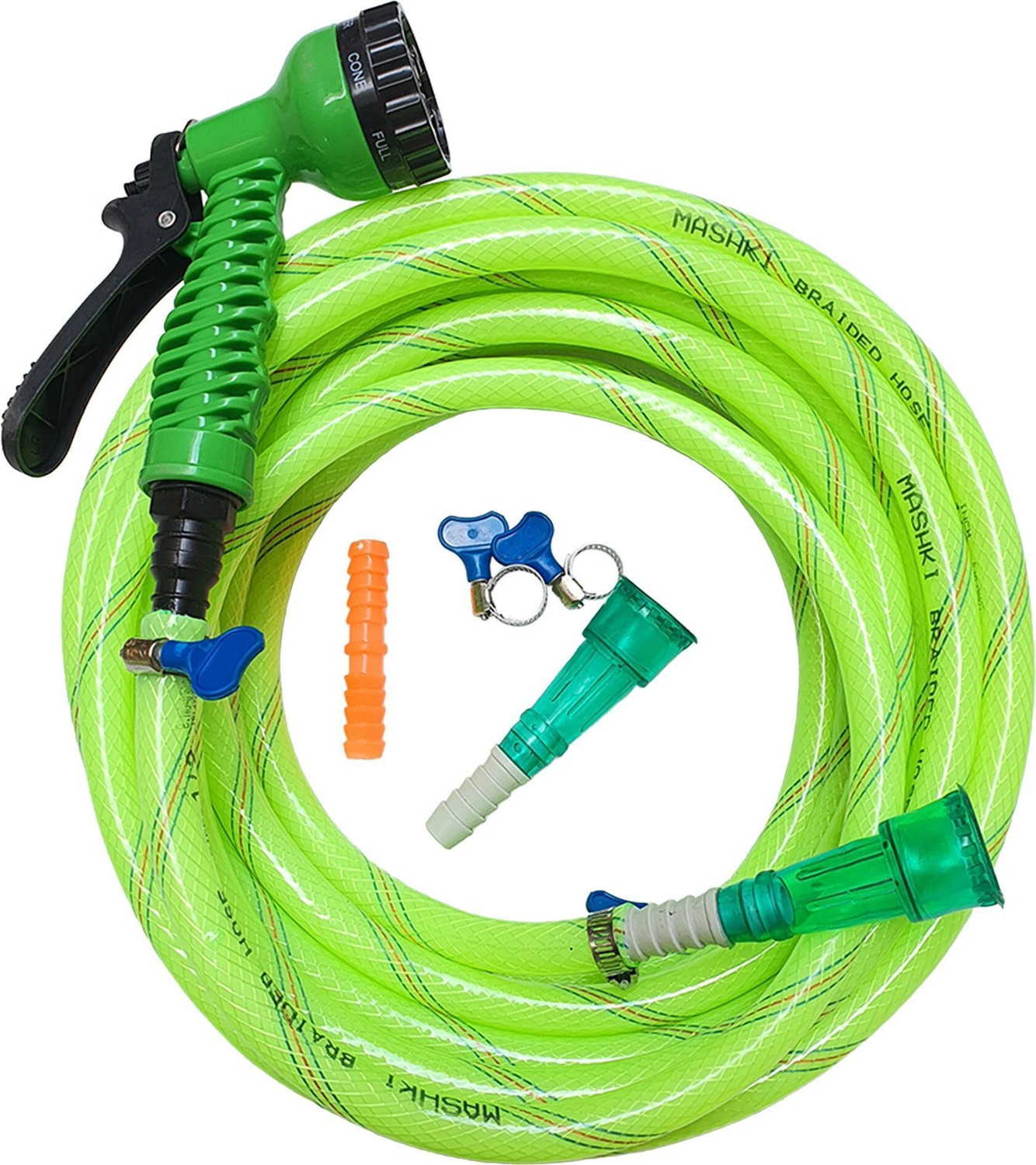 Image of MASHKI 20 Meter (65 Feet) 3-Layered Braided Water Hose Pipe with Spray Gun,Accessories Spray Gun