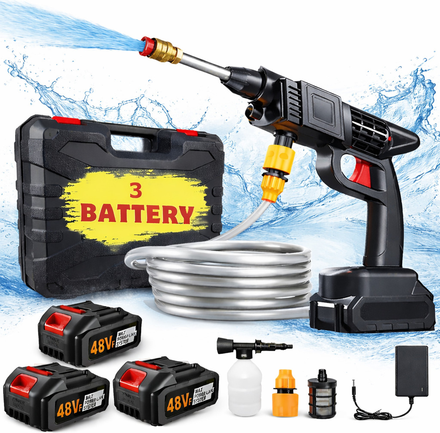 Image of NextGen Cordless High Pressure Washer Gun | 48V 3 Battery for Car Bike MultiClean Pressure Washer