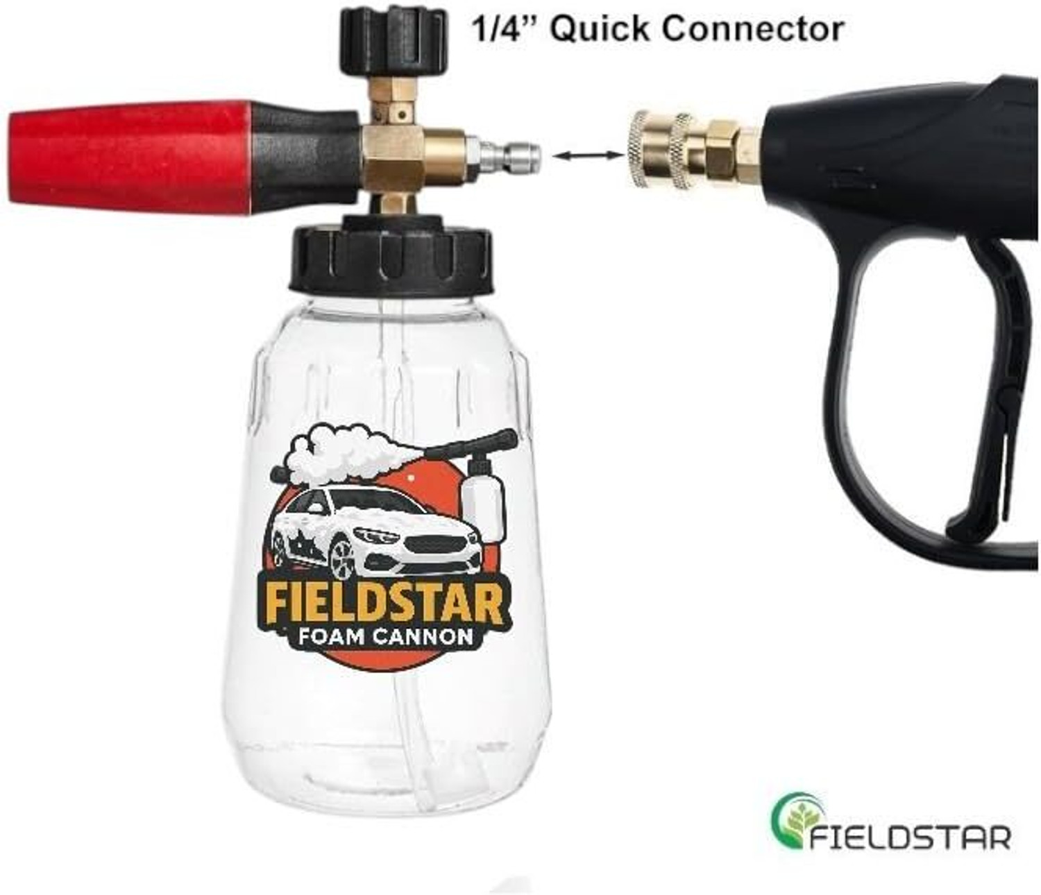Image of Fieldstar Car Pressure Washer Gun with Transparent Foam Cannon 1L|1 /4 inchConnector,Fits STARQ Pressure Washer