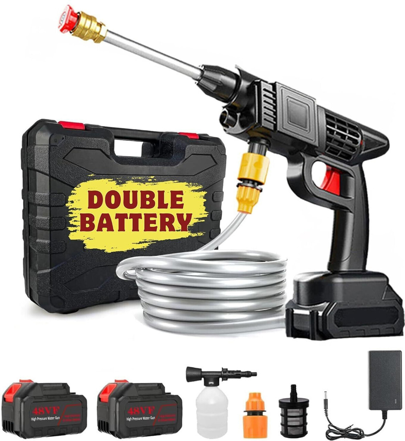 Image of LAVISHLOOK High Pressure Car Bike Washer Machine (Double Battery) Pressure Washer