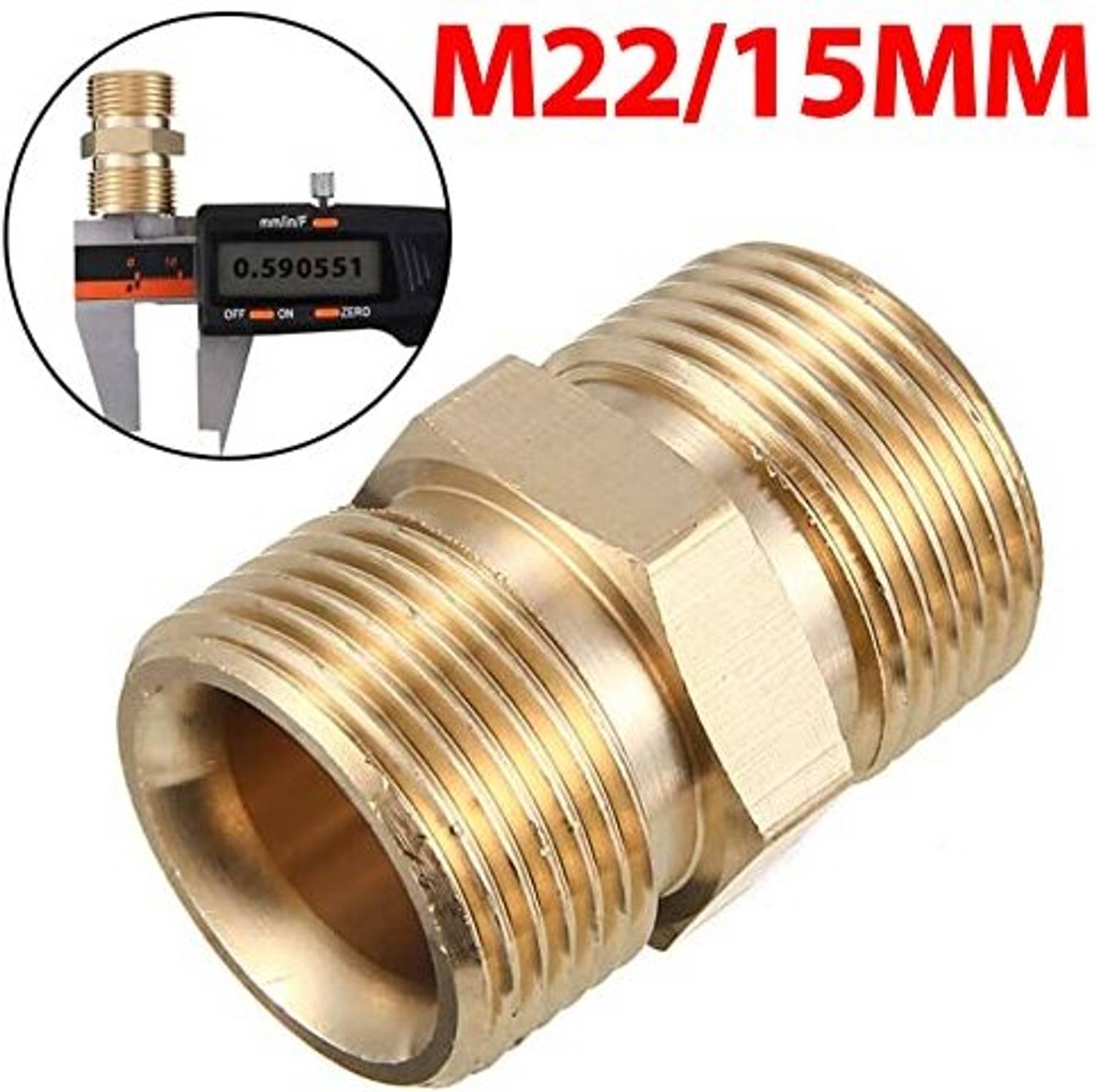 AMMK POWER TOOLS M22 Male Brass Connector for Extension of Washer Hose Pipe Hose Hose Connector