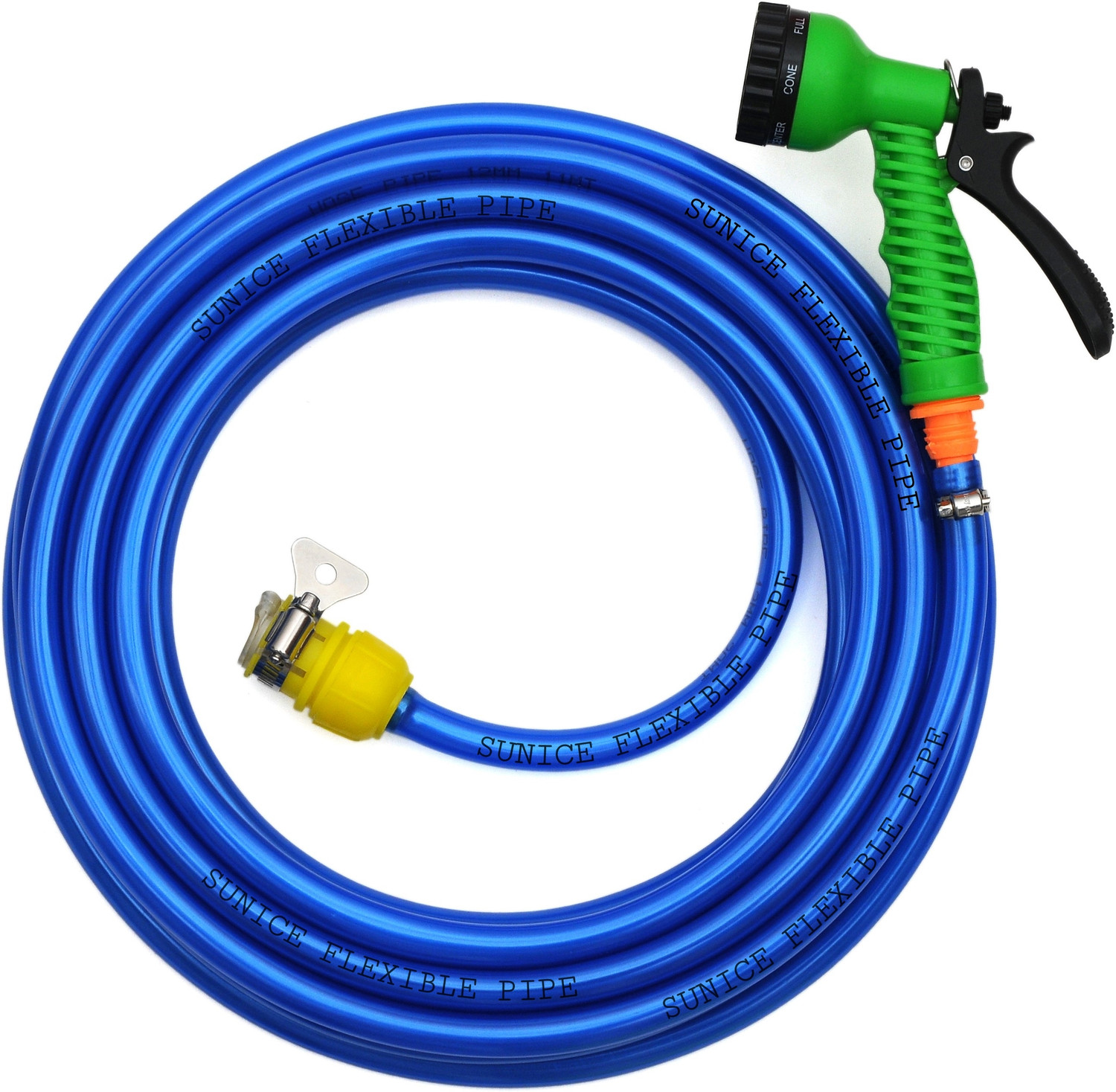 Image of Flipkart SmartBuy 10 Meter Metallic Blue Flexible Pipe (Diameter: 12 mm) With Car Pressure Washer Spray Gun