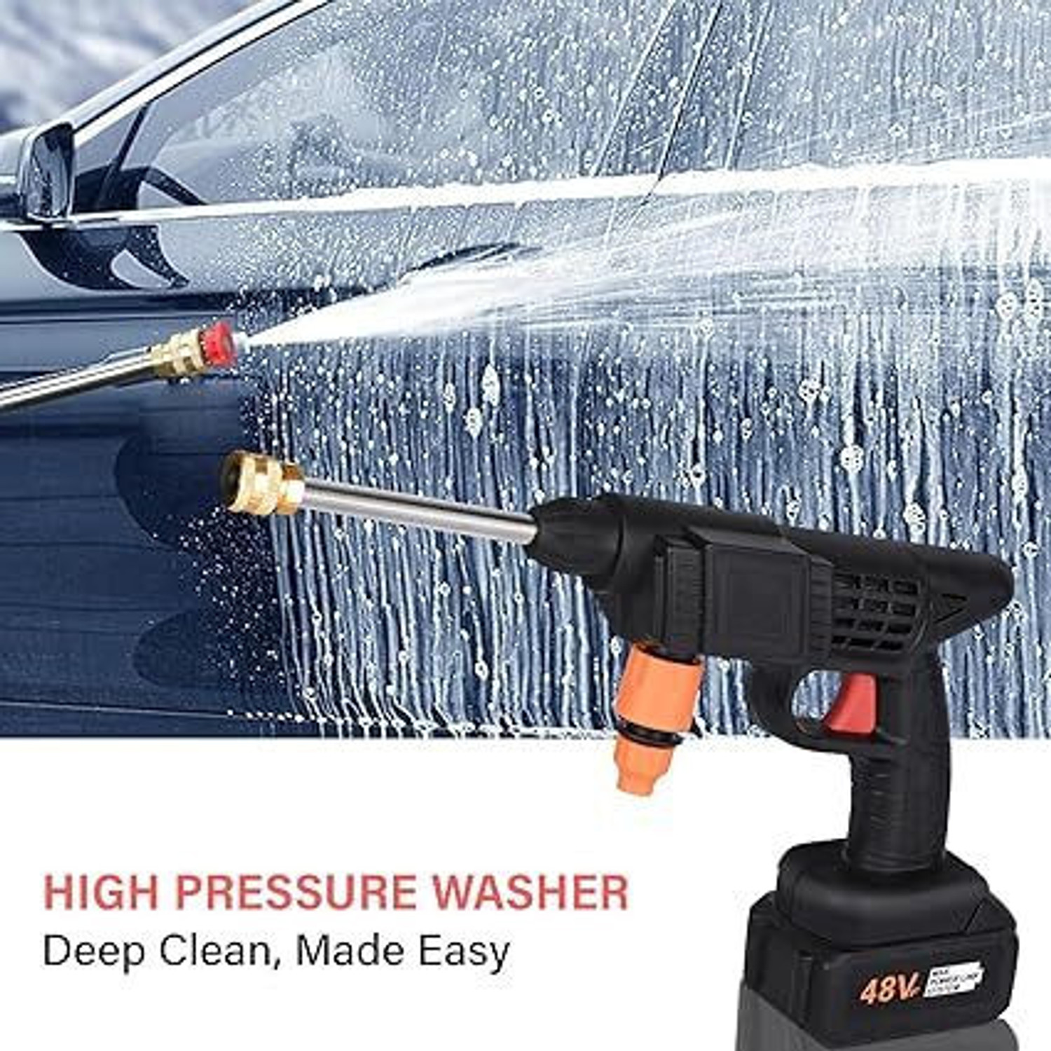 Image of BHAVSHATRI Cordless Portable Wireless Pressure Washer Gun 48V( Double Battery)-A Spray Gun