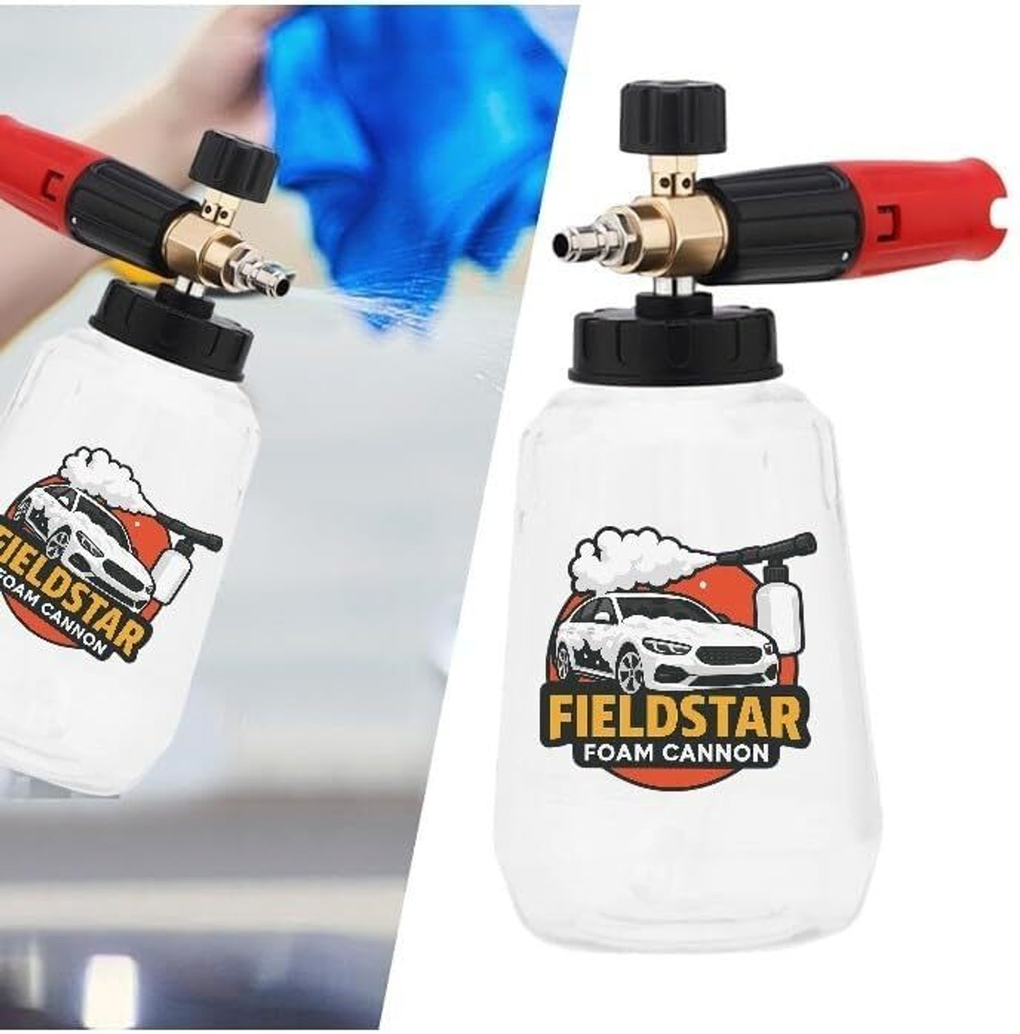 Image of Fieldstar Car Pressure Washer Gun with Transparent Foam Cannon 1L|1 /4 inchConnector,Fits STARQ Pressure Washer