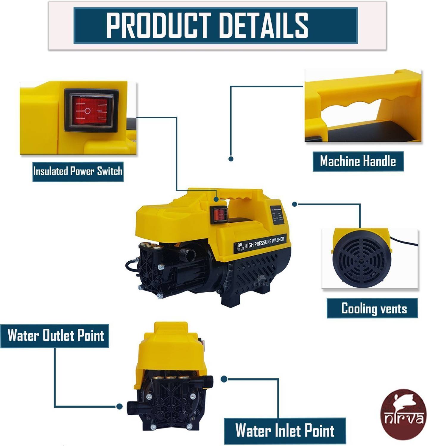 NIRVA 2000W 135 Bar 10M Hose Pressure Washer 135 Bars - Image 3