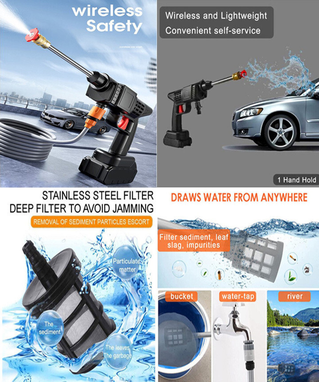 Image of Sontox 24V /5 Meter Hose /Portable Water Pressure Gun(Car /Home)-255 Pressure Washer