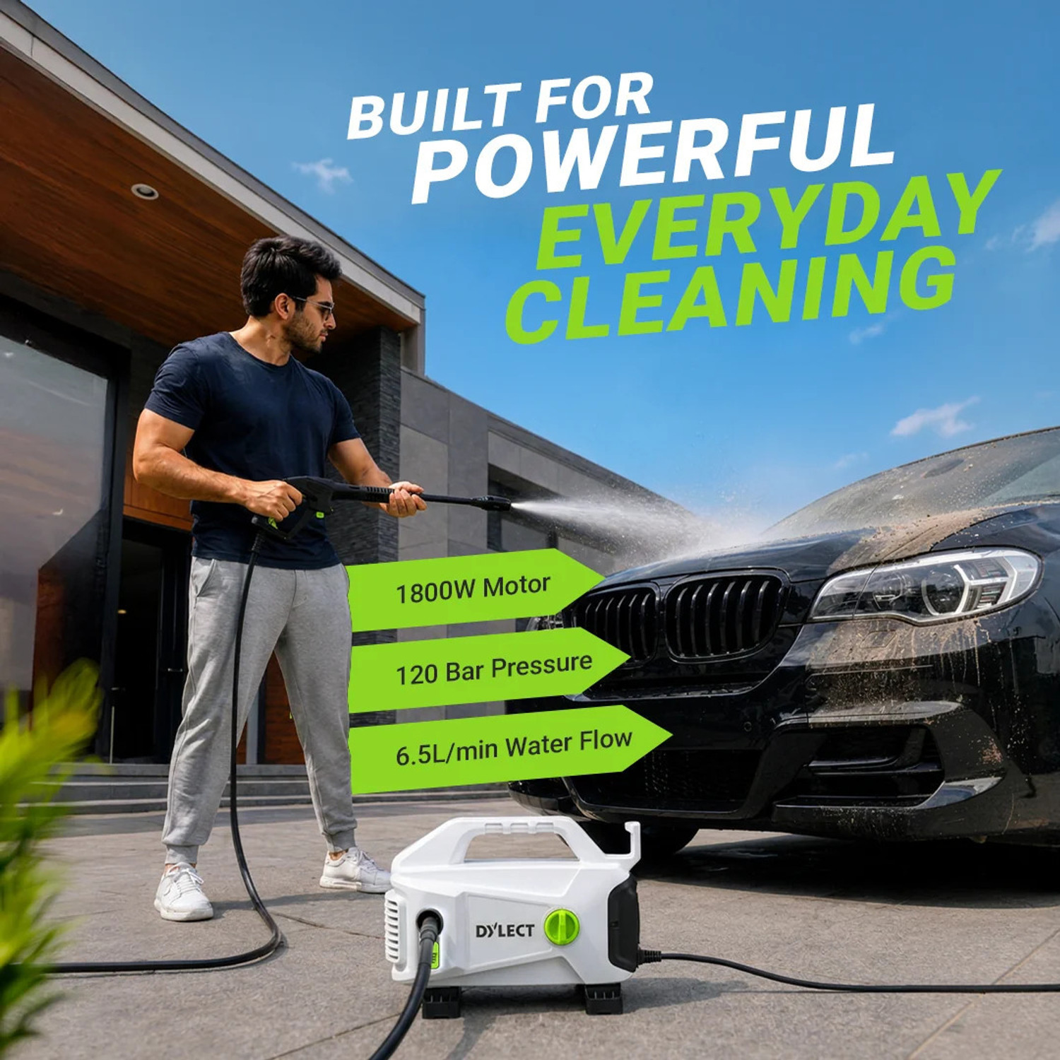 Image of Dylect CLEAN PRIME HIGH PRESSURE WASHER 1800 W | 120 Bar Model - DTPWCP1800 Pressure Washer