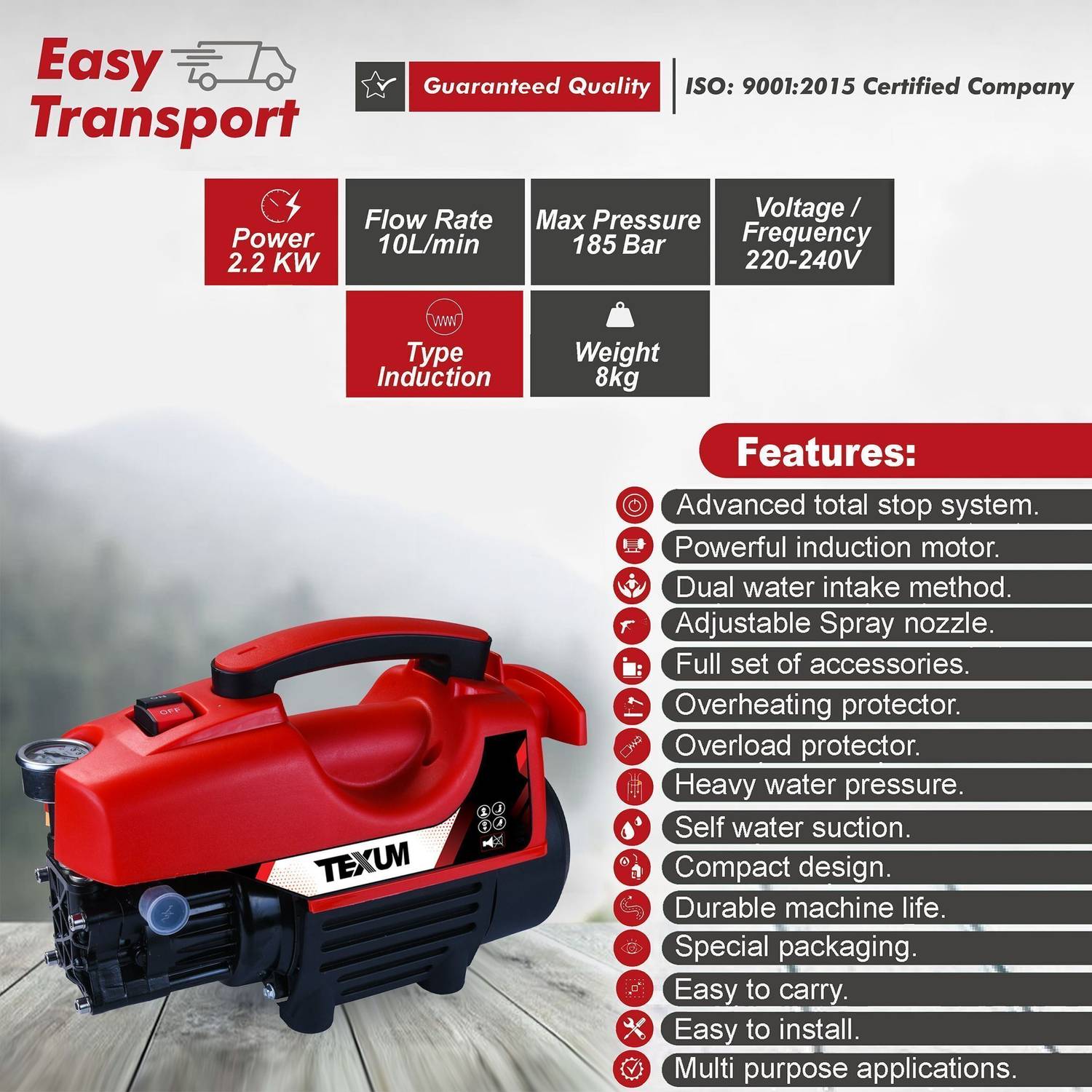 Texum TX-50 2200W 185 Bar High Pressure Washer - Image 3