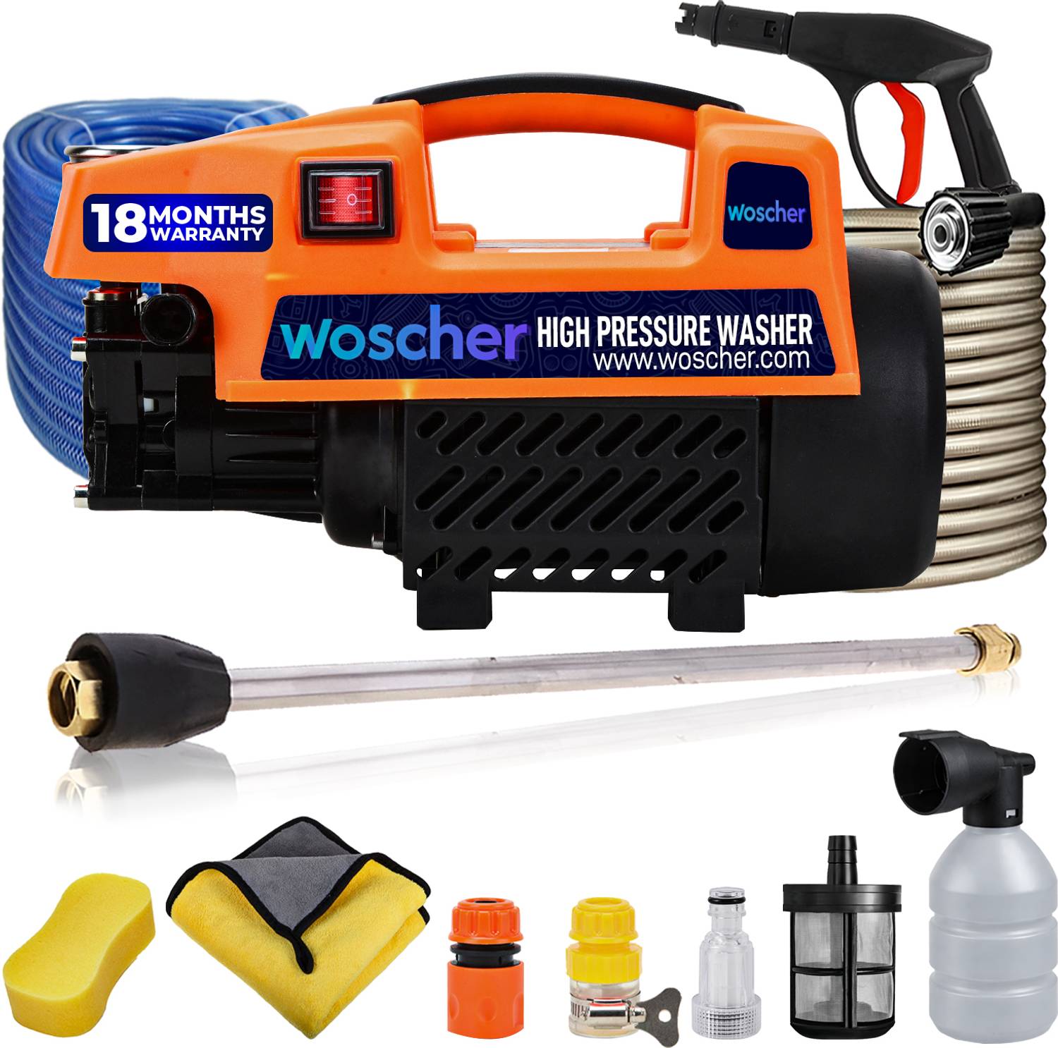 Woscher 878 Waterpro Washer High Pressure Pump Machine,1800 Watts, 150 Bars, 8L/ Min Pressure Washer