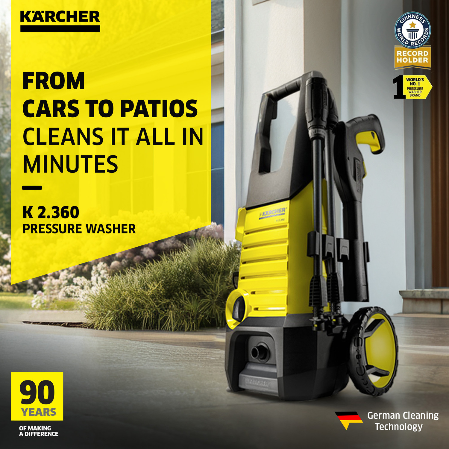 Image of Karcher K 2.360 High Pressure Washer 120 Bar, 1400W, 360L /Hr Flow Rate & 6m Hose Pipe Pressure Washer