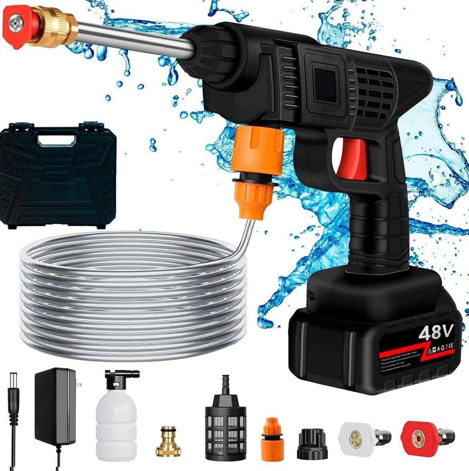 Image of Rlstore Cordless Portable Wireless Pressure Washer Gun 48V 12000mah High Pressure Water Pressure Washer