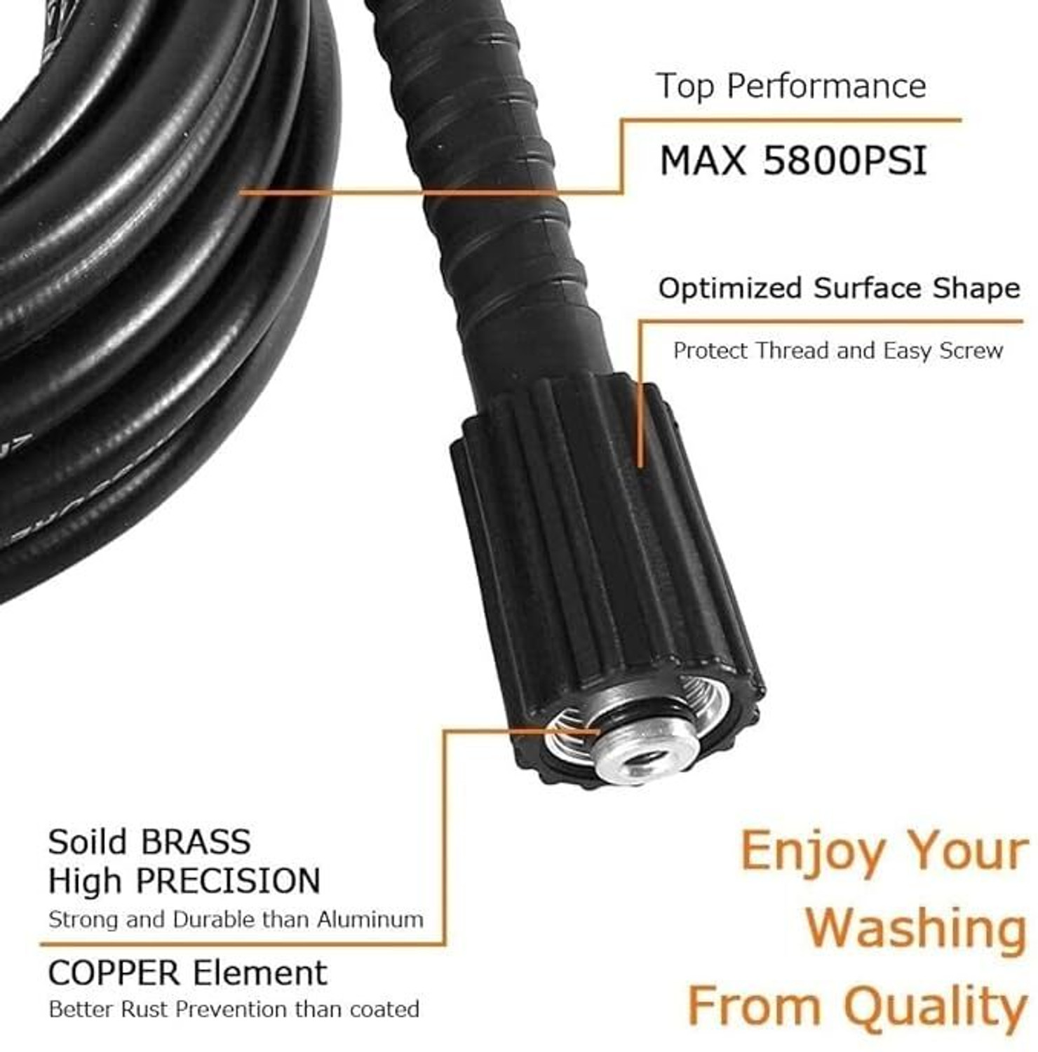 Image of RanPra Heavy duty Pressure Washer Water Spray Nylon Hose Pipe 8 Meter Length 4000 psi Pressure Washer