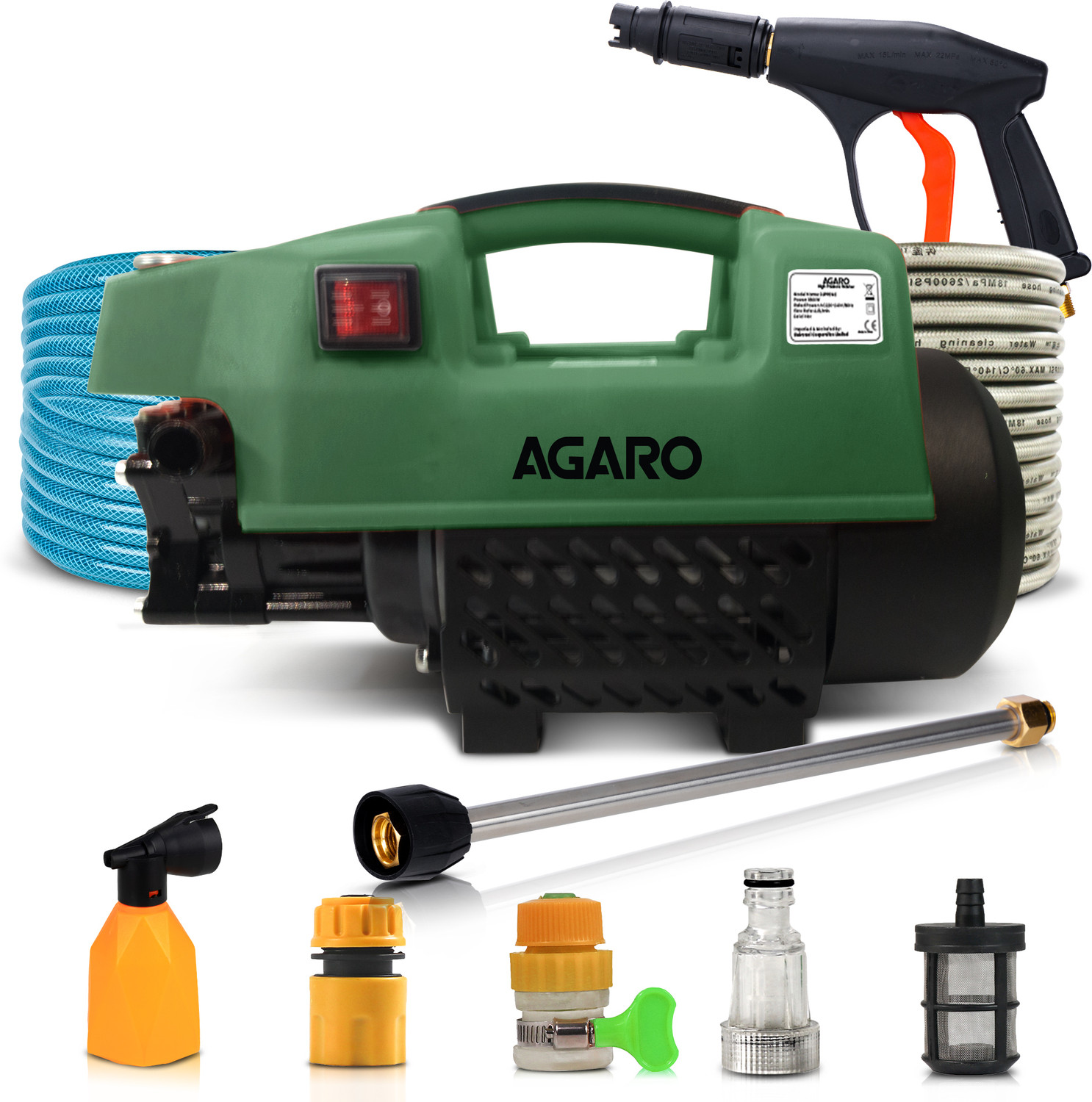 AGARO Supreme 1800 Watt, 120 Bar, 6.5L/Min Flow Rate, 4 Mtr Outle... more