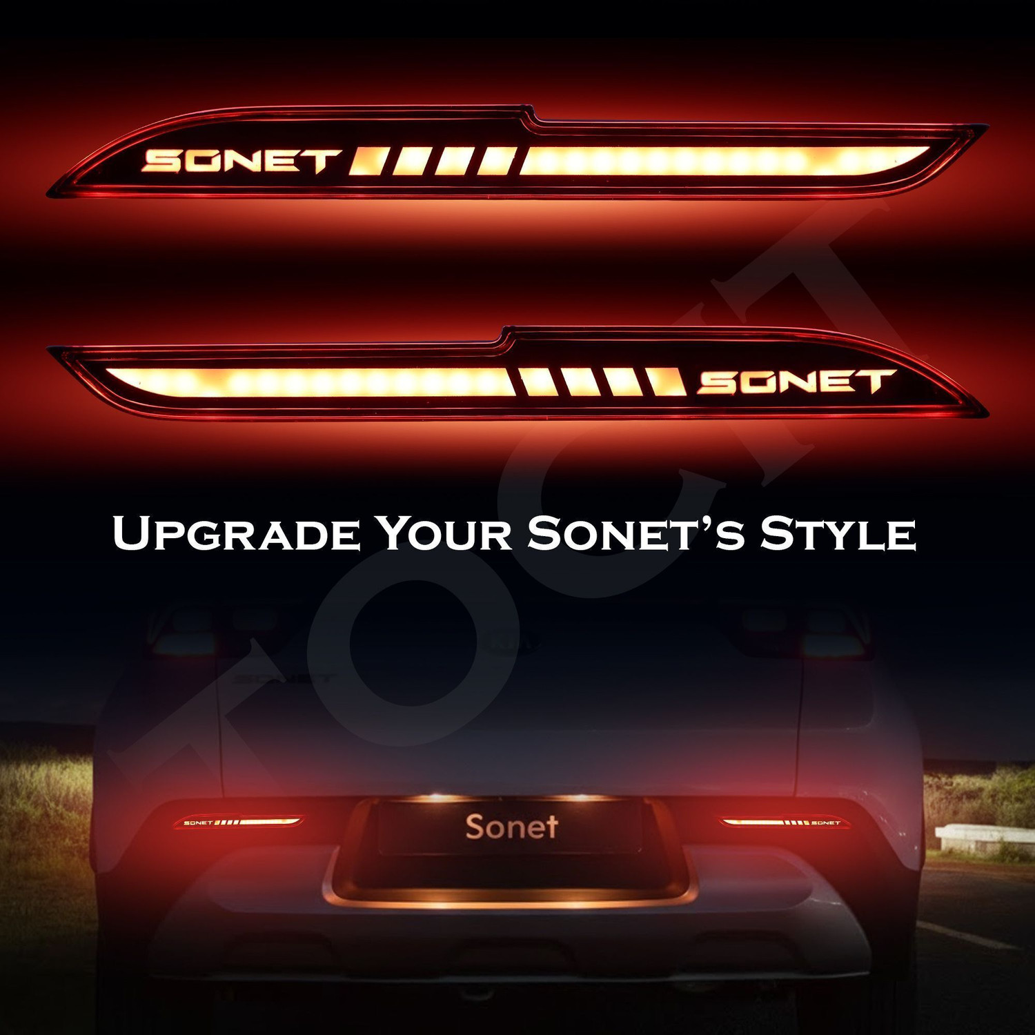 Image of TOCIT Ultra-Bright Matrix LED Rear Reflector for Kia Sonet with Dynamic Flow Indicator Car Reflector Light