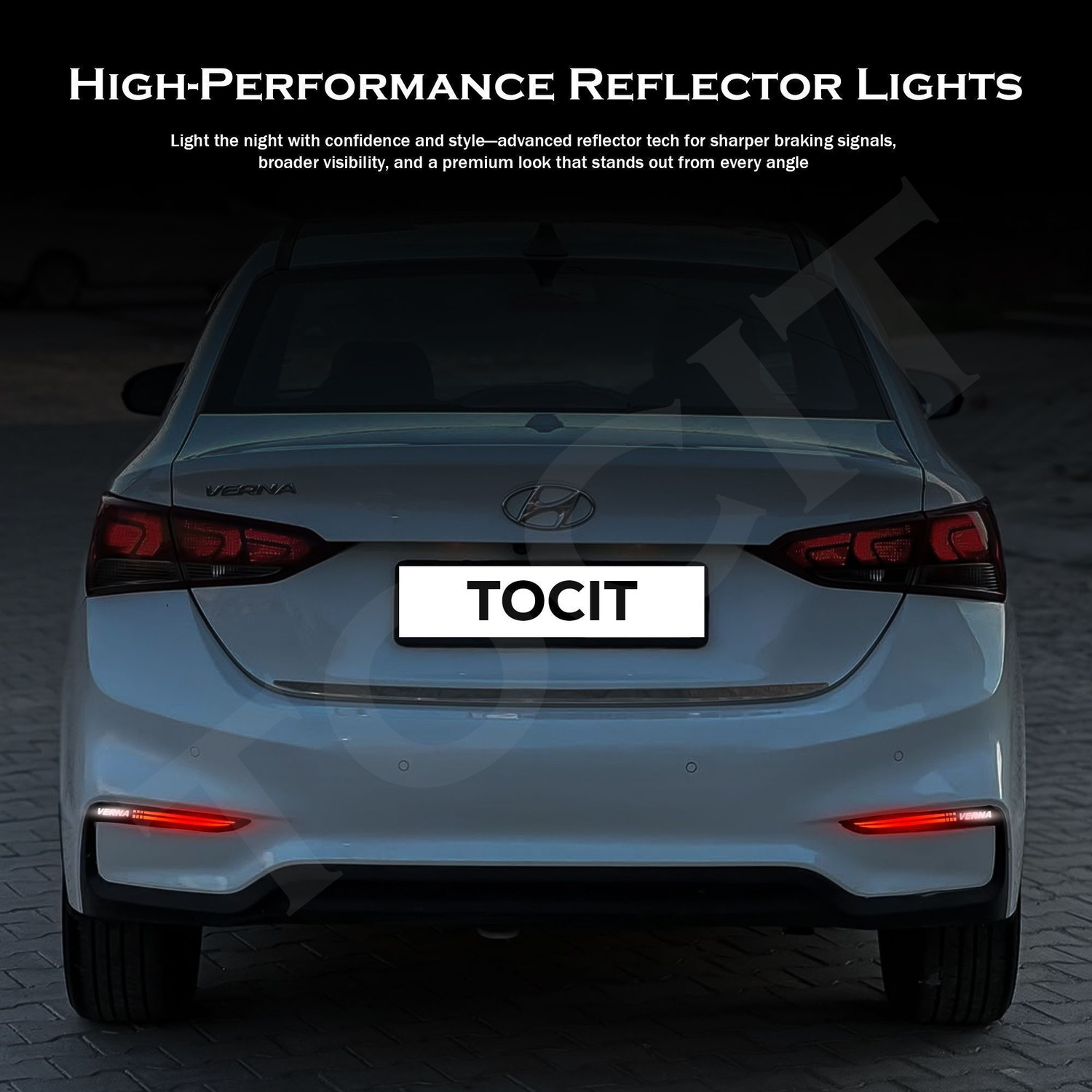 Image of TOCIT Hyundai Verna Matrix Rear DRL with Brake, Reverse & Dynamic Indicator 2022 Car Reflector Light