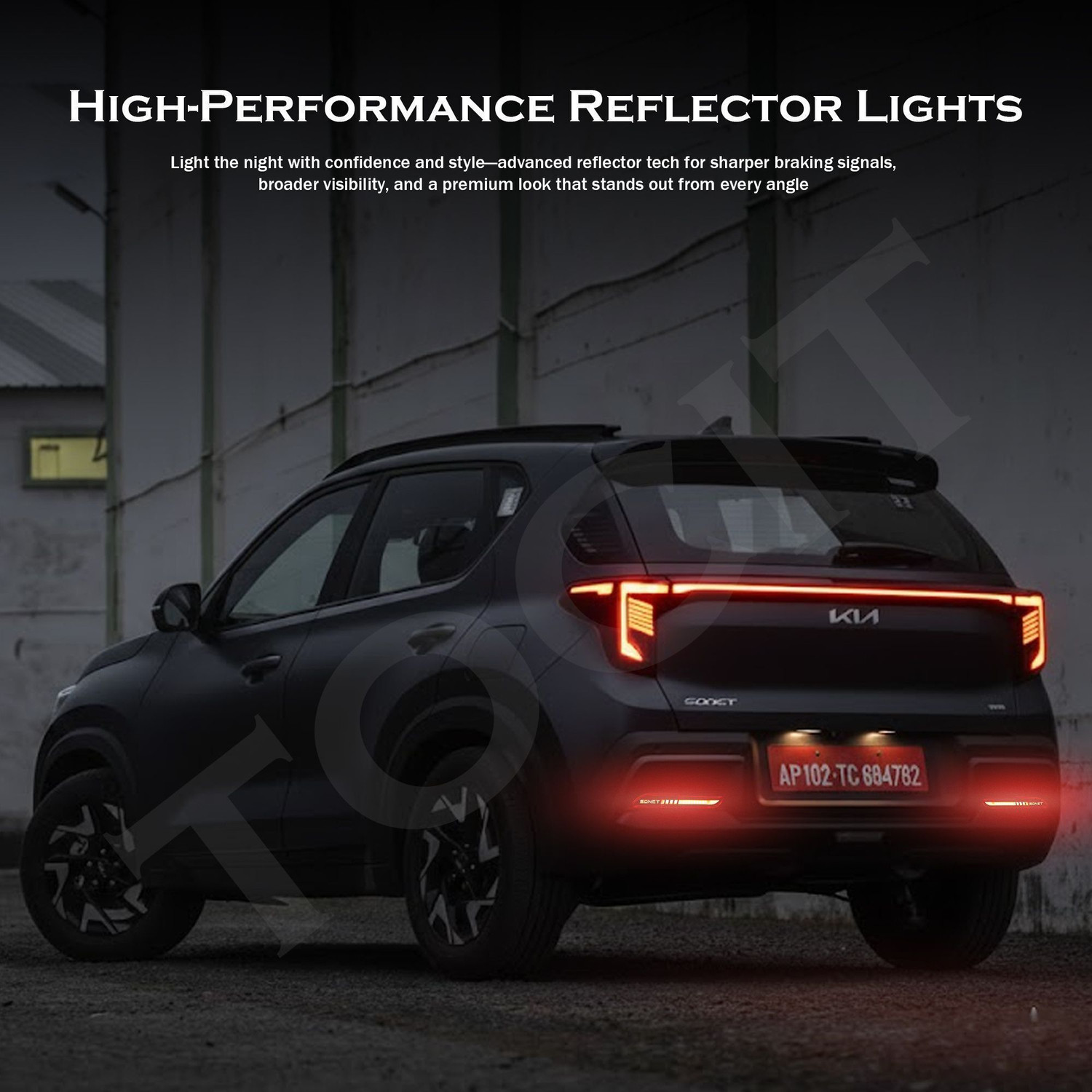 Image of TOCIT Ultra-Bright Matrix LED Rear Reflector for Kia Sonet with Dynamic Flow Indicator Car Reflector Light