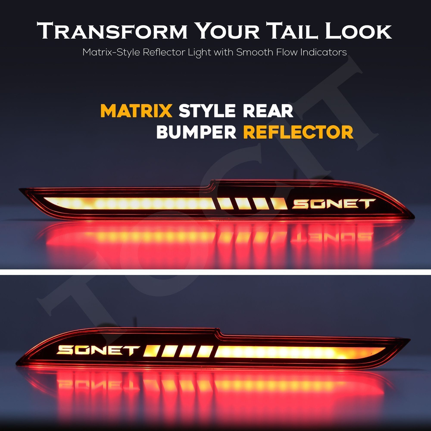 Image of TOCIT Ultra-Bright Matrix LED Rear Reflector for Kia Sonet with Dynamic Flow Indicator Car Reflector Light