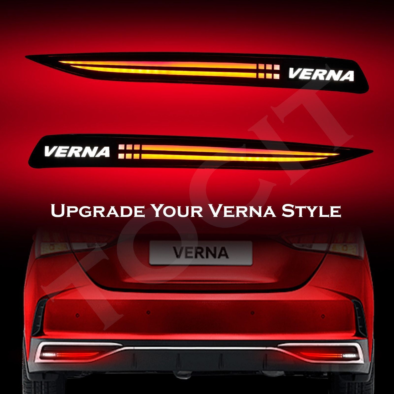 Image of TOCIT Hyundai Verna Matrix Rear DRL with Brake, Reverse & Dynamic Indicator 2022 Car Reflector Light