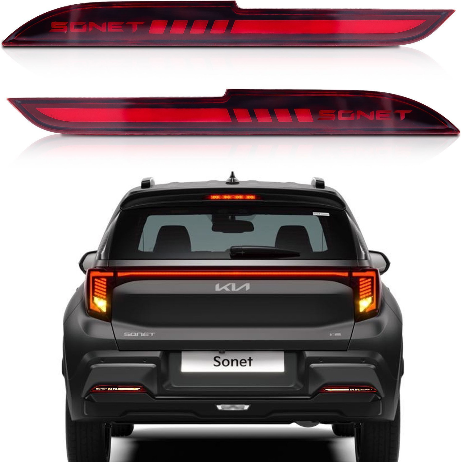 Image of TOCIT Ultra-Bright Matrix LED Rear Reflector for Kia Sonet with Dynamic Flow Indicator Car Reflector Light