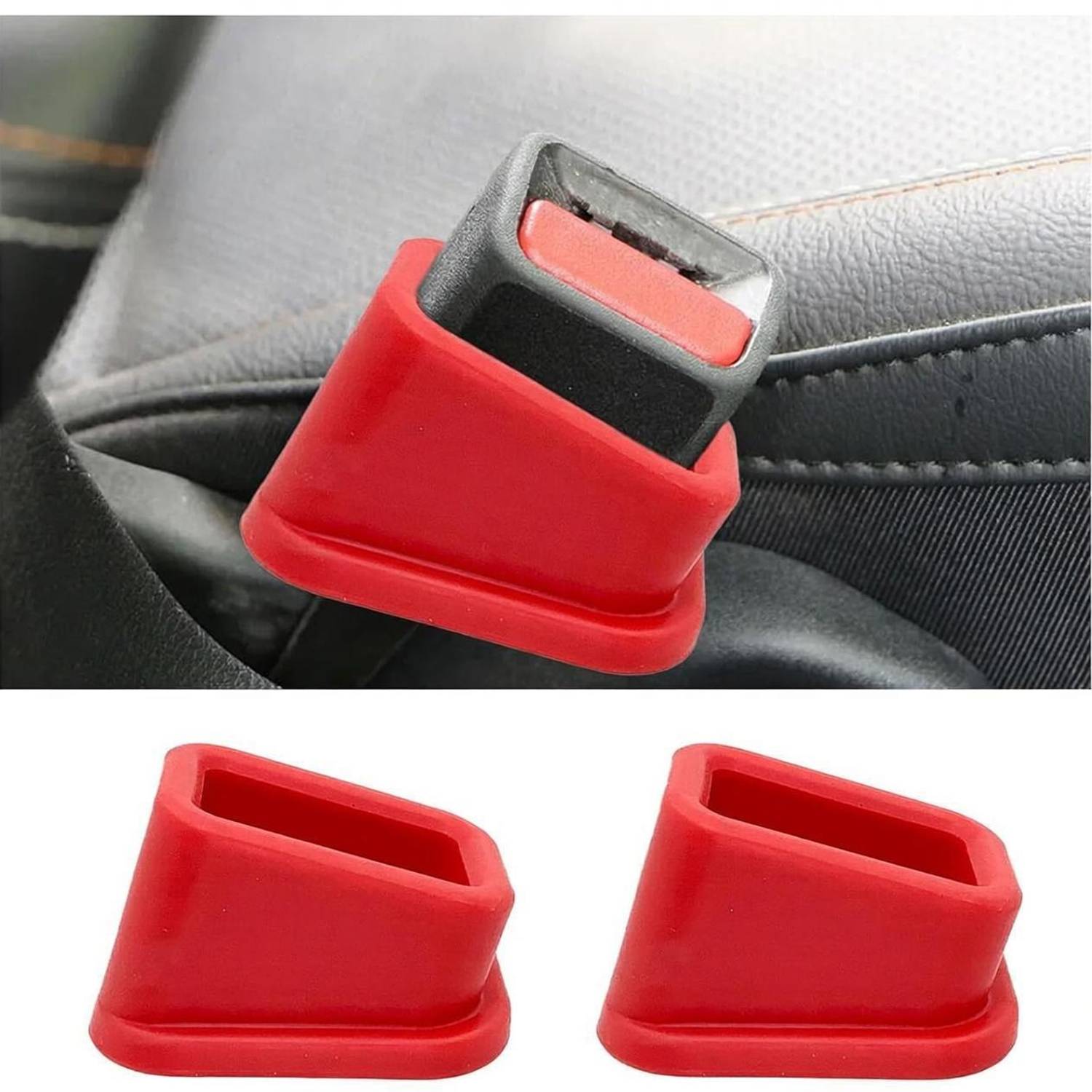 AGBO Seat Belt Buckle Holder, 2 Pack Silicone Rubber Car Seat Belt