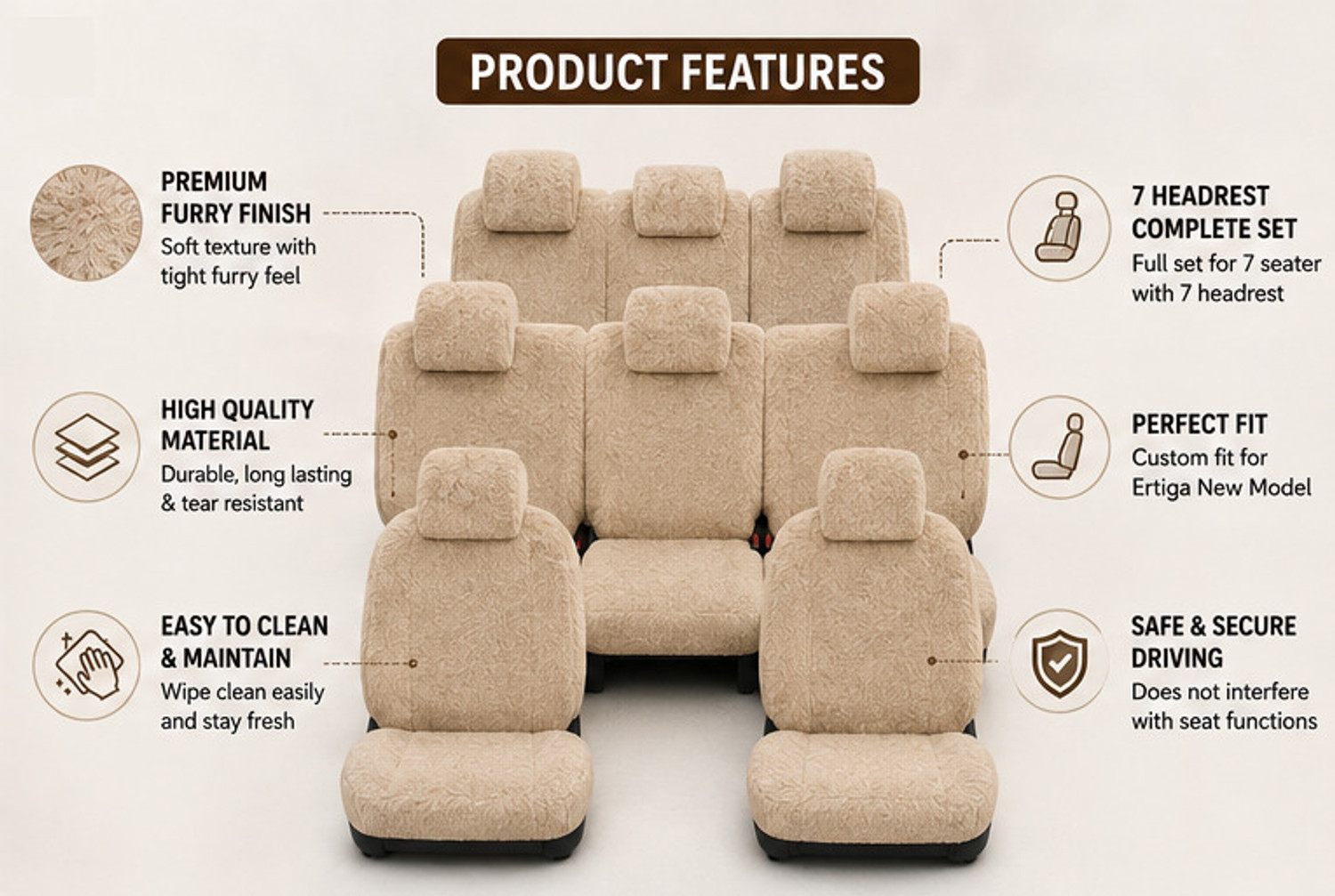 Image of A S INDIA Fabric Car Seat Cover For Maruti Ertiga