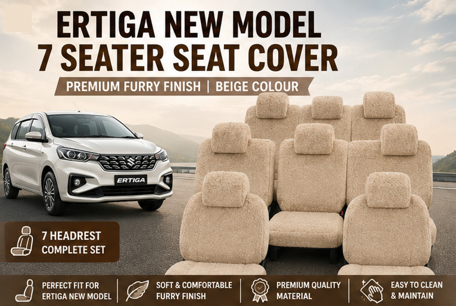 Image of A S INDIA Fabric Car Seat Cover For Maruti Ertiga