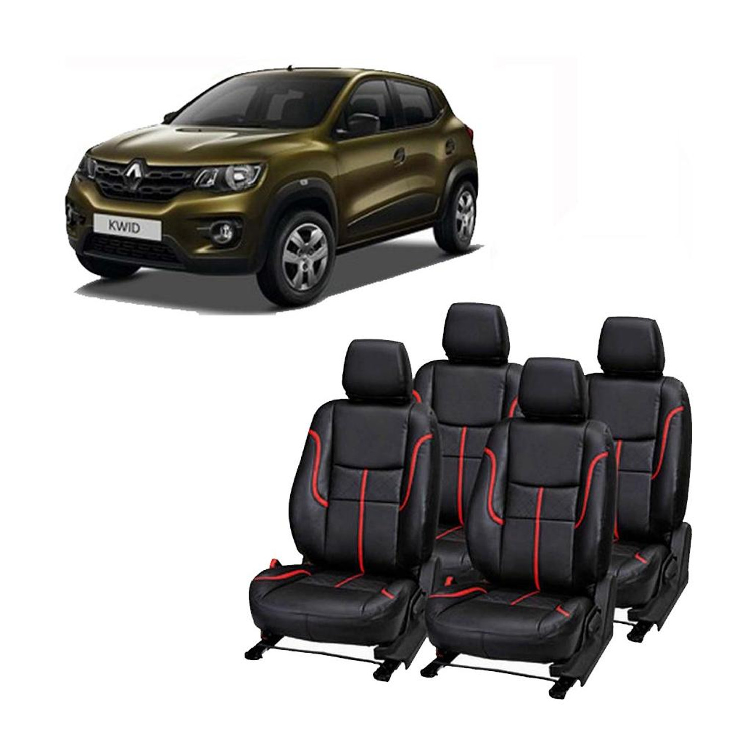Image of AutoSafe Leather Car Seat Cover For Renault Kwid