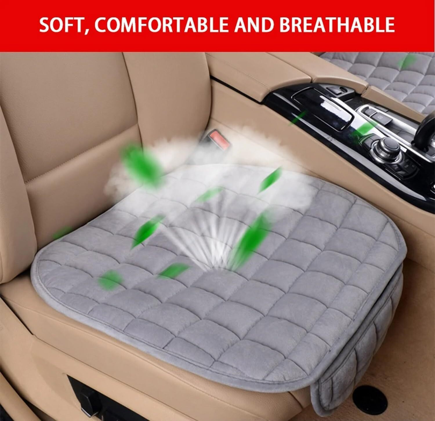Image of SJ ENTERPRISE Grey Memory Foam Car Pillow Cushion for Universal For Car (Rectangular, Pack of 1)