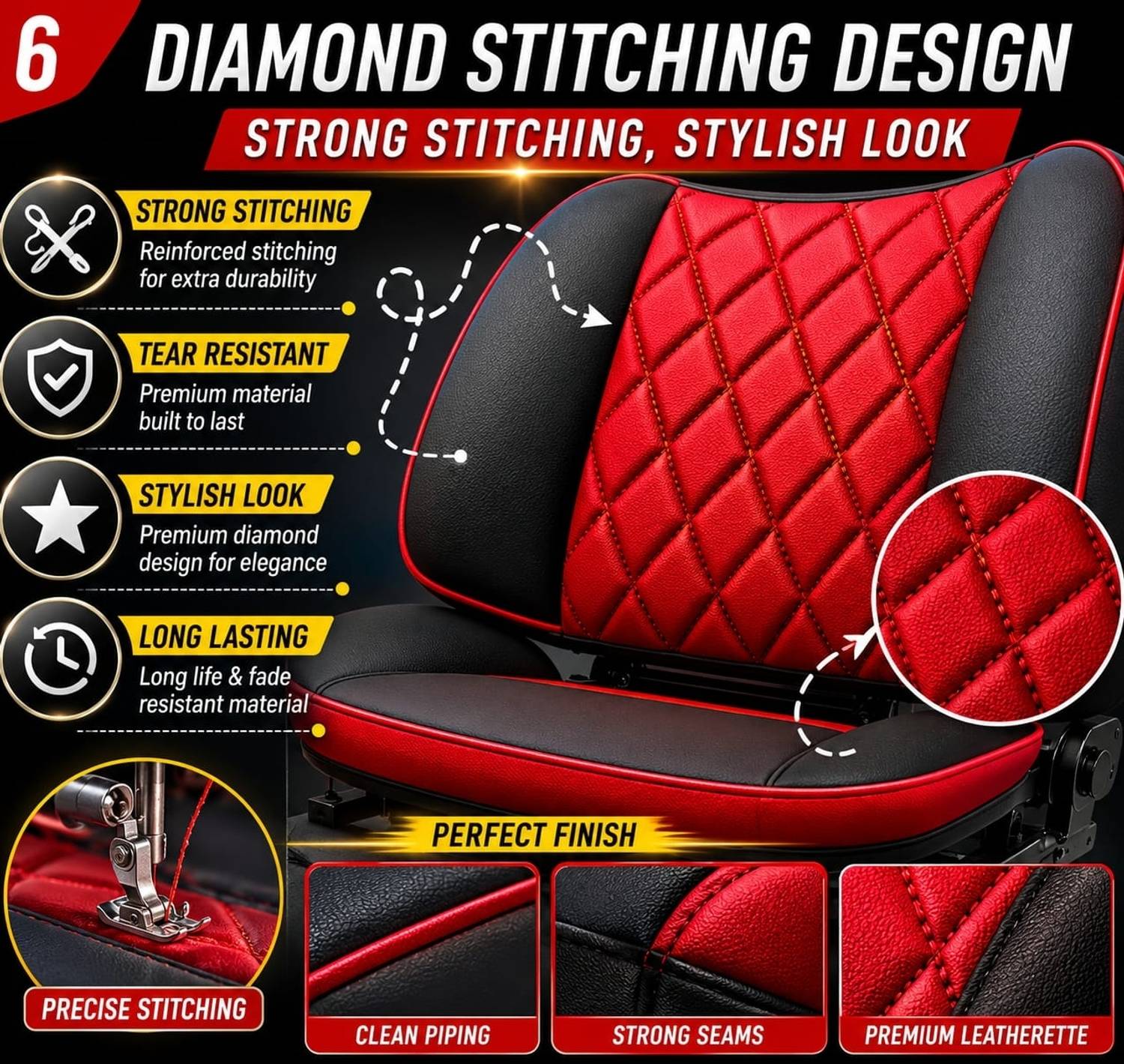 NHOODS Rexin PU Leather Car Seat Cover - Image 3